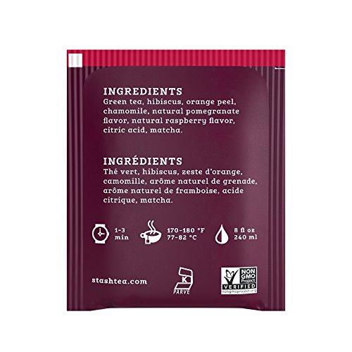 Stash Stash Tea Pomegranate Raspberry Green Tea - Caffeinated, Non-GMO Project Verified Premium Tea with No Artificial Ingredients, 30 Count (Pack of 6) - 180 Bags Total