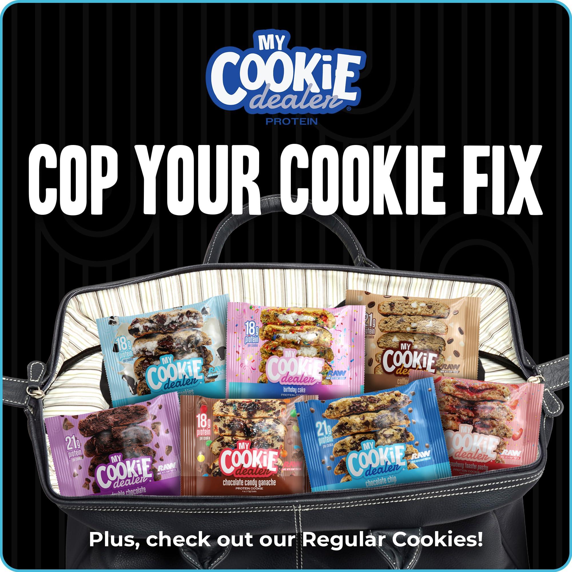 My Cookie Dealer My Cookie Dealer Protein Cookies, Milk and Cookies (3-Pack, 4oz Cookie) - 18g Protein per Cookie (Made with RAW Nutrition Protein) - Individually Wrapped Travel Snacks