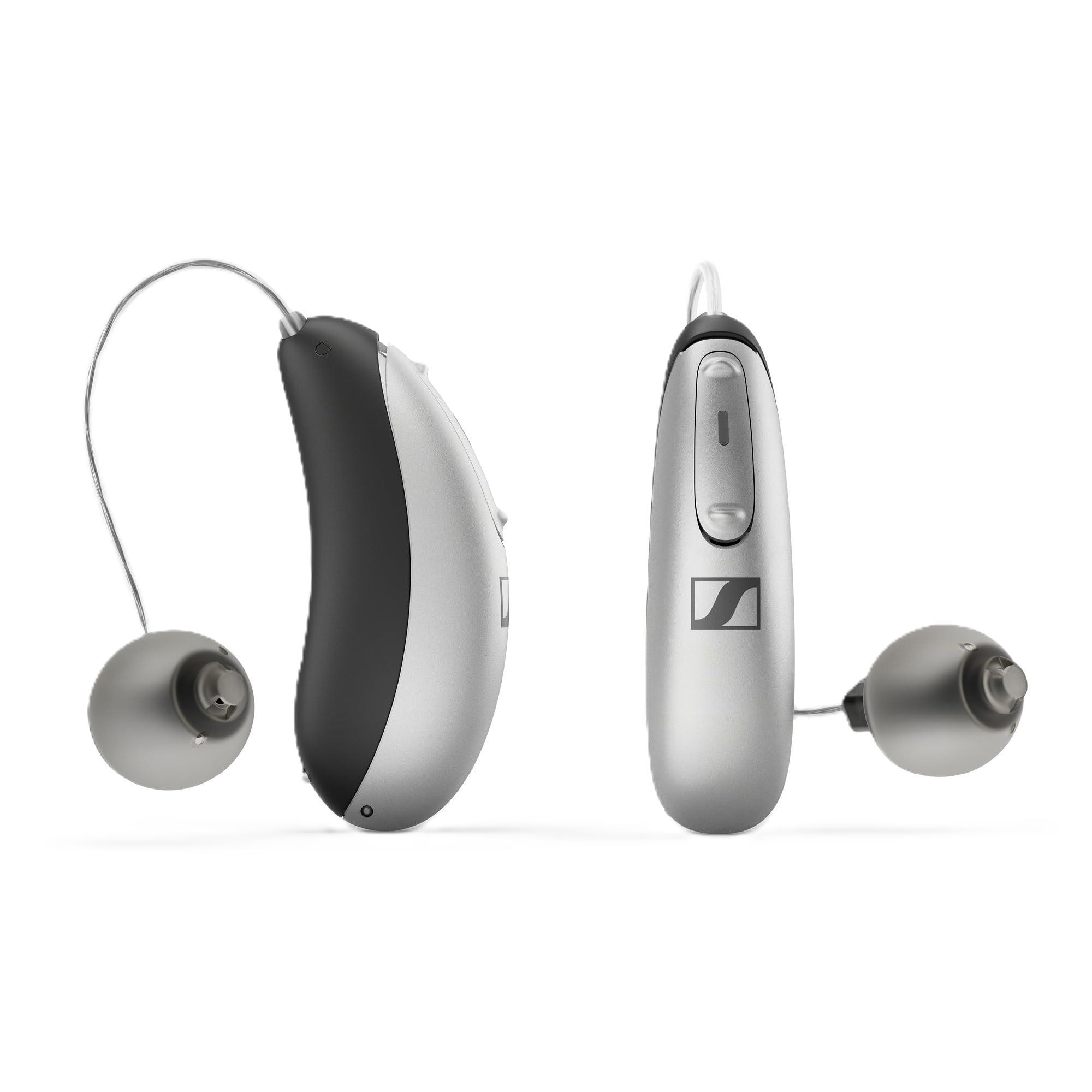 Sennheiser Sennheiser All-Day Clear Bluetooth Hearing Aids - OTC Hearing Aids with Bluetooth - Self-Fitting, Programmable Sound - FDA Cleared - Light Grey