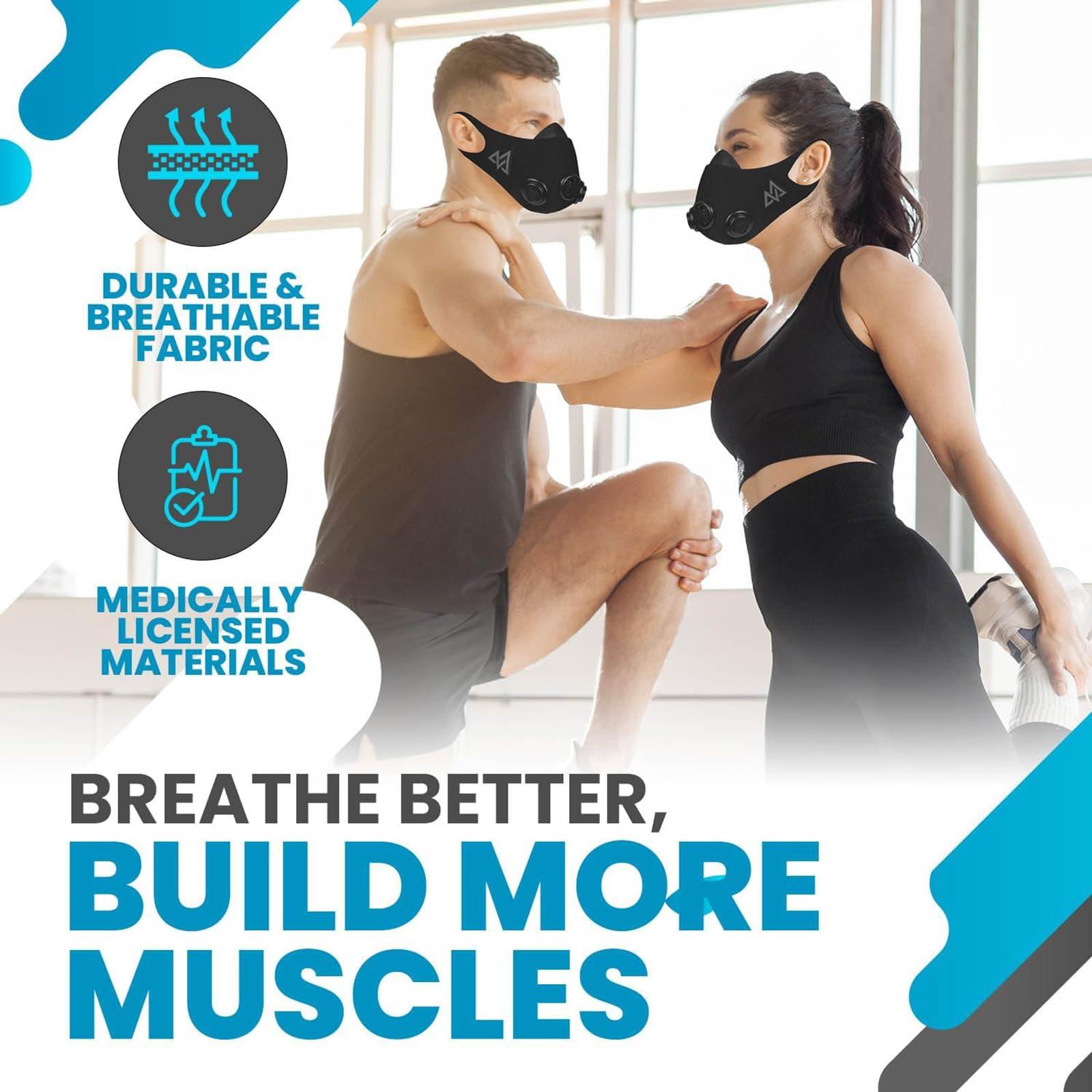 TRAININGMASK TRAININGMASK Elevation Training Mask 2.0 Blackout + Spray Clean - Multi-Patented with Clincal Studies,Stamina, Endurance (Medium)