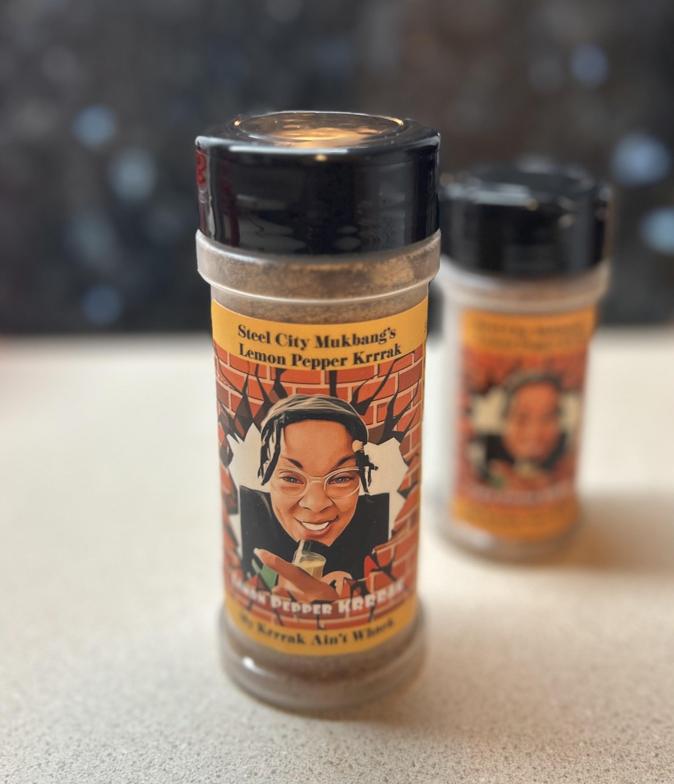 Steel City Mukbang\'s Lemon Pepper Krrrak Steel City Mukbang\'s Lemon Pepper Krrrak, Seasoning, Spices,Wing Crack, LPK, Wing Dust, Meat Topping, Great on Fruit and Veggies, Holiday Gift Idea, 1ct pkg size. Low Sodium, Universal Flavor, Unique