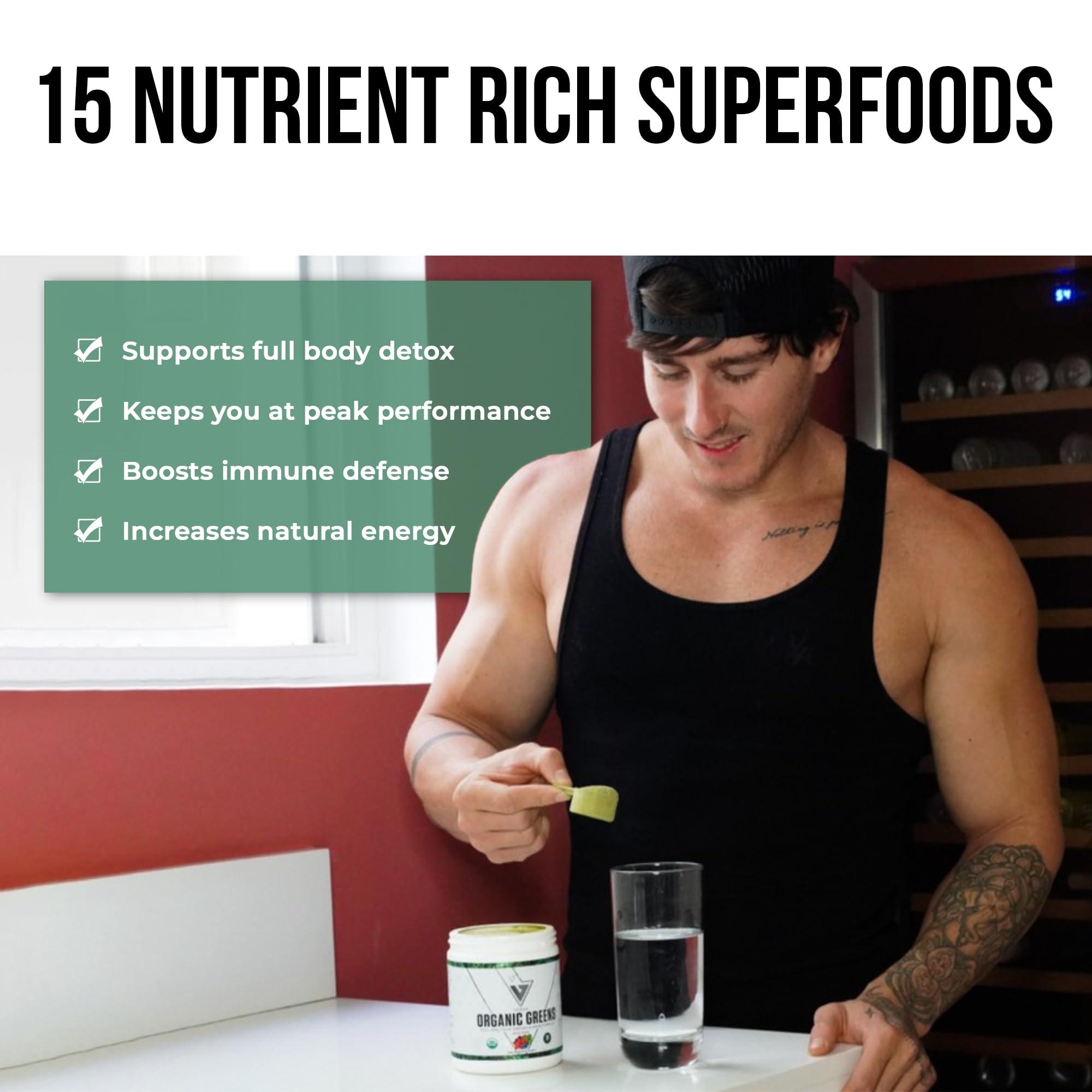 vedge Vedge Nutrition Organic Greens - Vegan Plant-Based Greens Superfood Powder - Drink Mix for Energy, Antioxidants & Recovery - Full Spectrum Greens for Athletes - 30 Servings - Mixed Berry Flavor