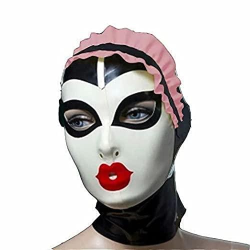 LEIMI Latex Hood Women Gummi Rubber Full Cover Mask Anti-clip Hair Maid Hood Masquerade Party Latex Mask (XL, Pink)