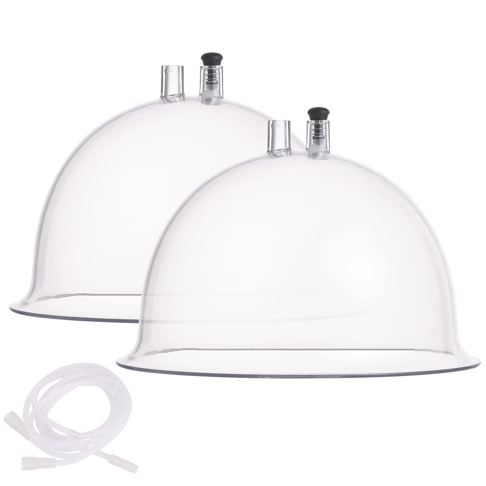 Meifuly Vacuum Cupping Machine Accessories, Meifuly Upgraded Premium 7.28inch Diameter Extra-Large Vacuum Therapy Machine Cups with Y Type Hose (1 Pair)