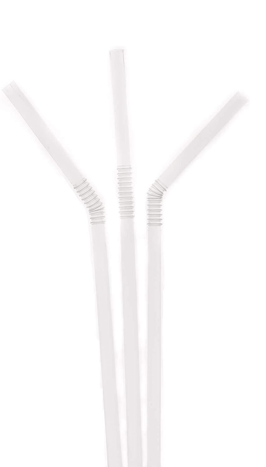 EcoQuality Individually Wrapped Flexible Plastic Drinking Straws 3200/BOX - EcoQuality Disposable Clear Straws, BPA Free Plastic - Bendy, Party, Fancy Straws, Birthday Parties, Bendi Straws, Catering, Bulk