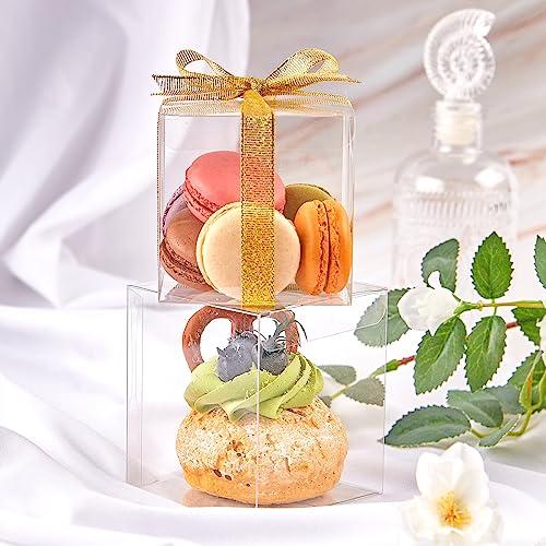 JOERSH JOERSH 3x3x3 Inches Clear Favor Boxes with Gift Ribbons 30 PCS Transparent Plastic Cube Party Favor Treat Boxes for Candy Individual Cupcake & Hot Cocoa Bomb Packaging Boxes