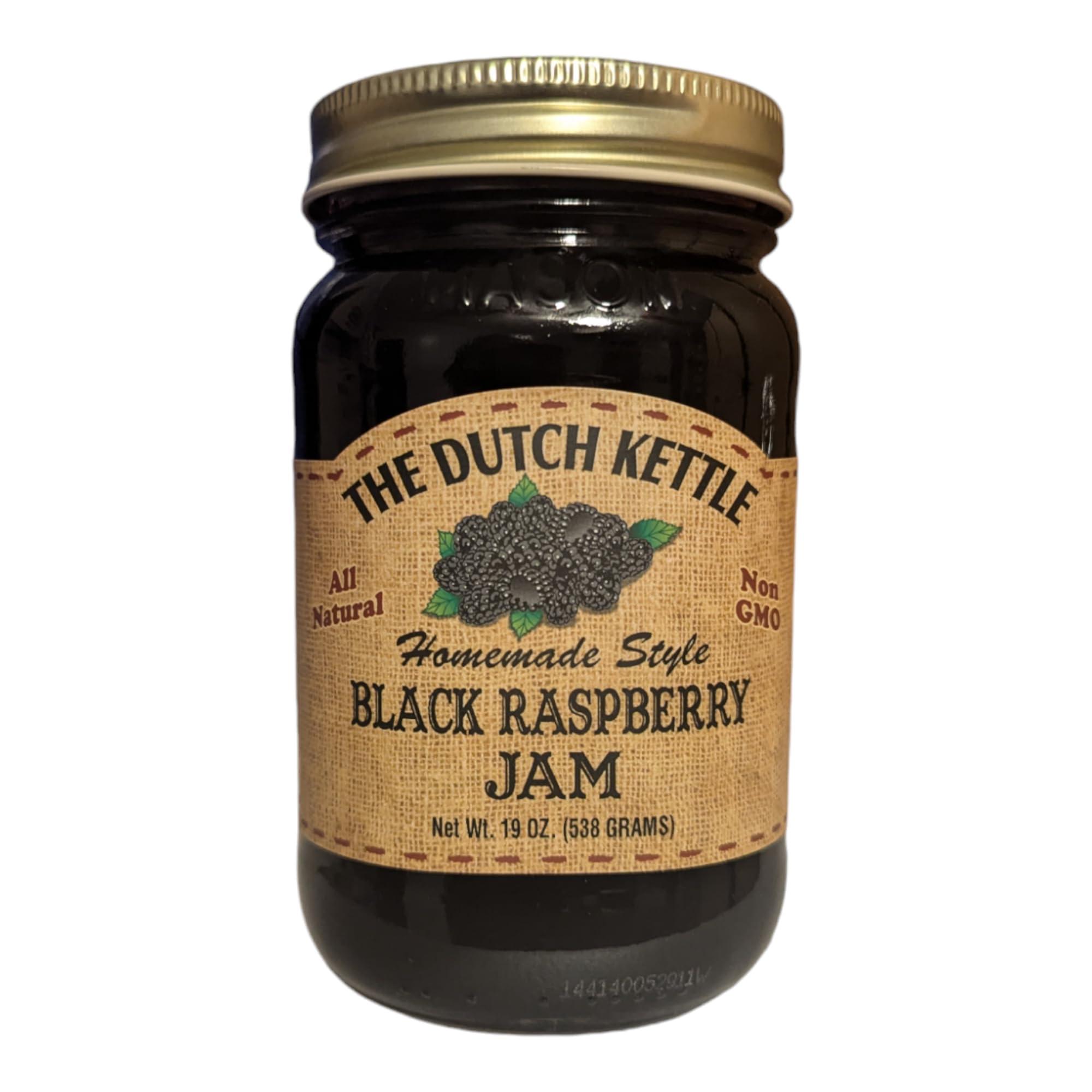 The Dutch Kettle The Dutch Kettle Amish Homemade Black Raspberry Jam - One (18 oz Jar) - Made with Premium Ingredients, Non-GMO, No Preservatives