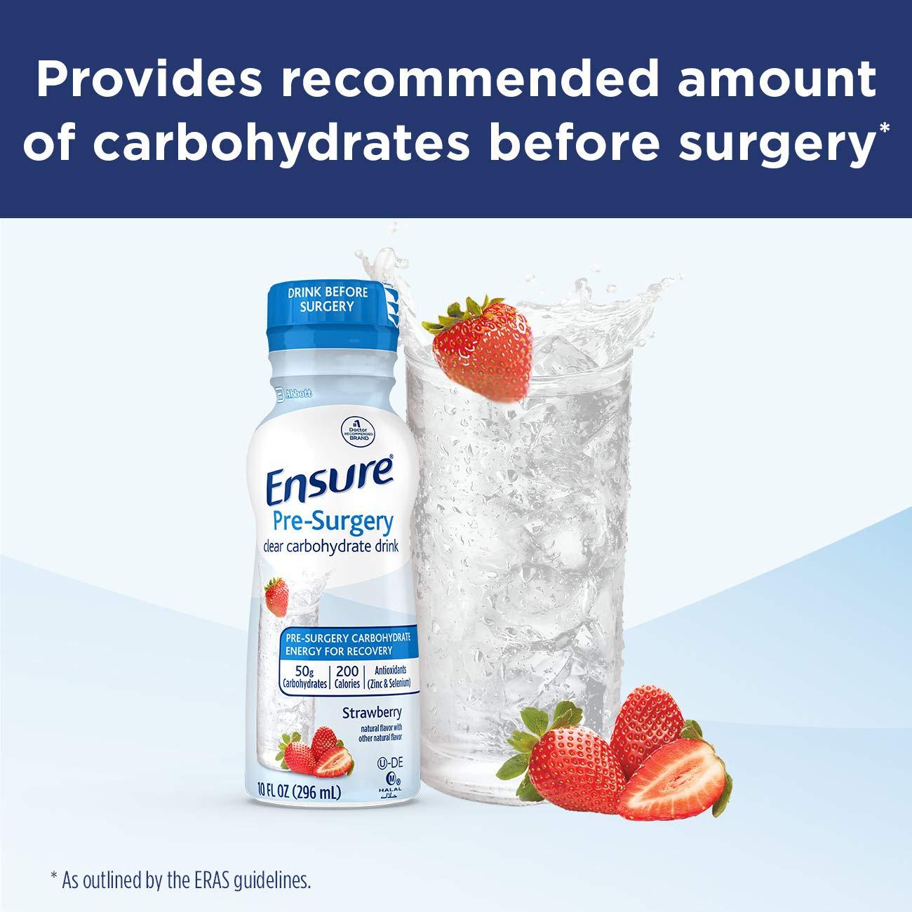 Ensure Surgery Ensure Pre-Surgery, Clear Carbohydrate Drink, Strawberry, 10 fl oz, 4 Count
