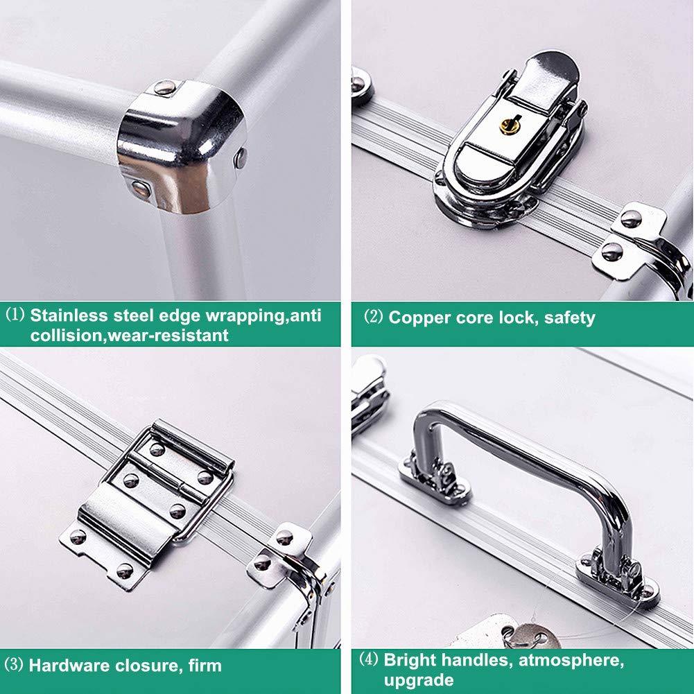 Nurth Medicine Box Nurth First Aid Kit Lockable First Aid Box Security Lock Medicine Storage Box with Portable Handle,Medication Lock Box 3 Tier Design/Precription Storage Box Large Space 14 × 9.8 × 11inch (Silver)