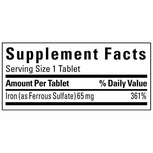 Textila Nature Made Iron 65 mg (325 mg Ferrous Sulfate) Tablets, Dietary Supplement for Red Blood Cell Support, 365 Tablets, 365 Day Supply Bunde with Weekly Pill Organizer