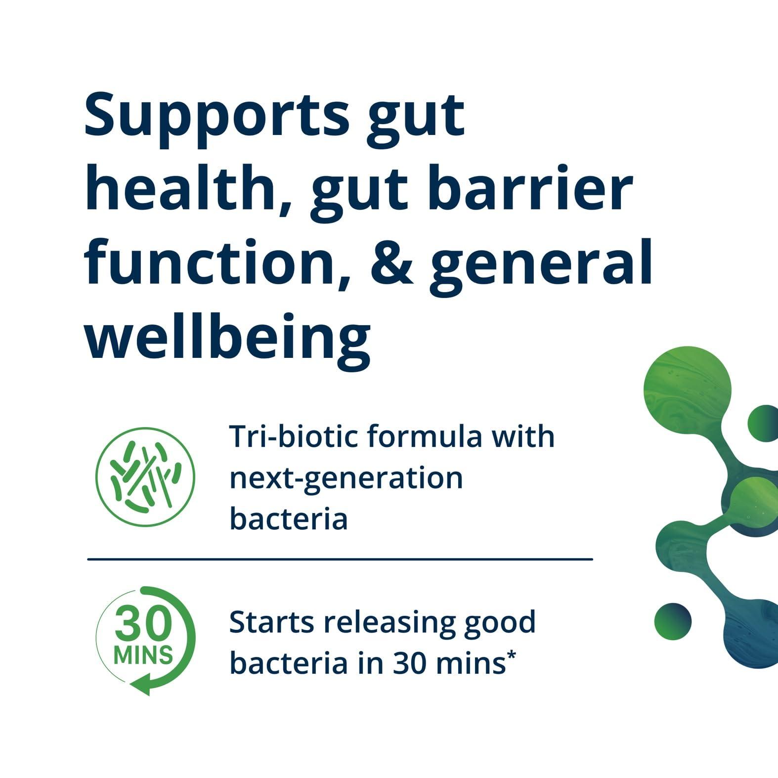 Metagenics Metagenics UltraFlora Triplebiotic with Akkermansia- Digestive Supplement for Gut Health & Gut Barrier Function* - Contains Prebiotic, Probiotic & Postbiotic - 30 Capsules