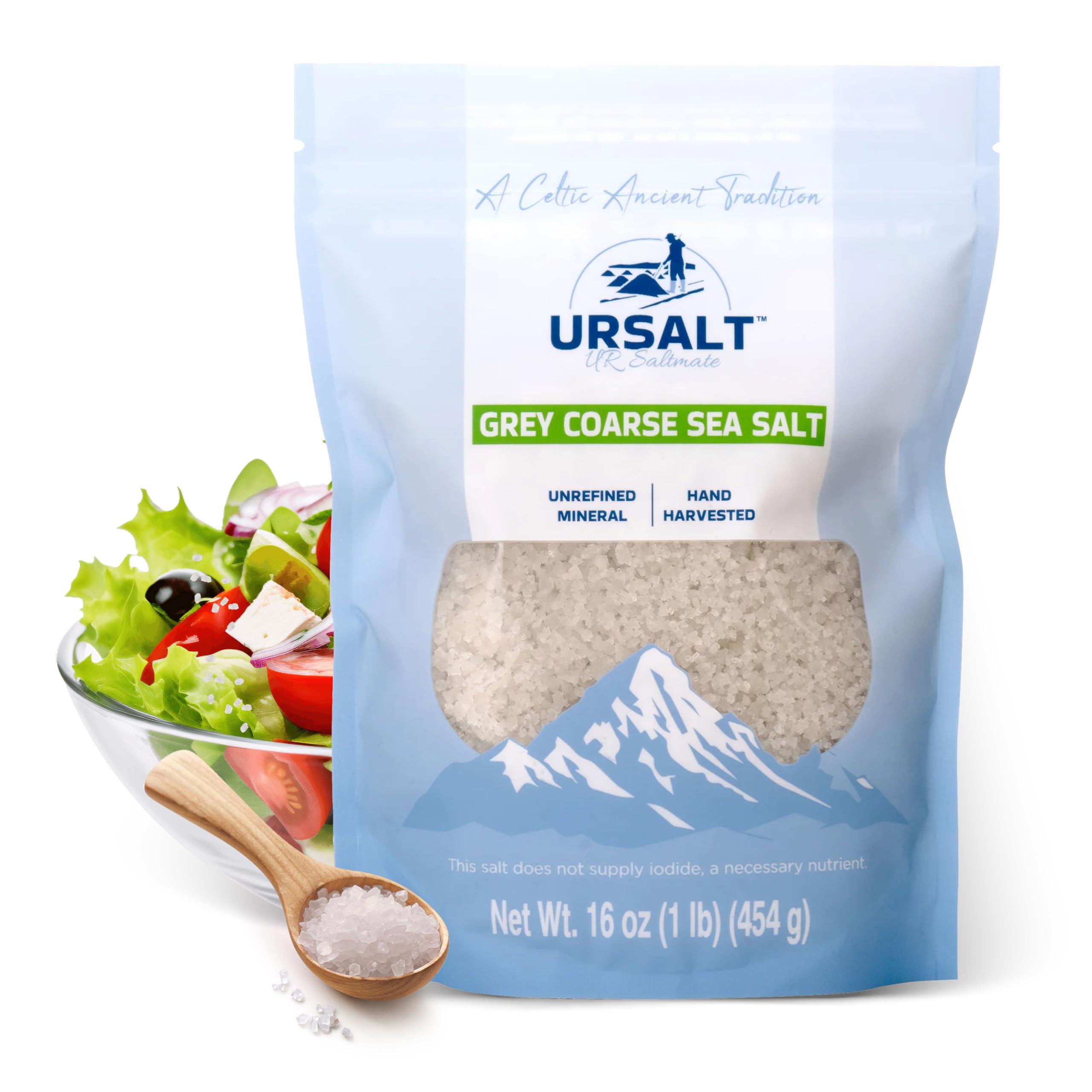 URSALT URSALT Grey Coarse and Fine Ground French Sea Salt Bundle | Get (2 X 1lb Bags) of our 100% Natural Sea Salt, Unrefined, Unprocessed and +82 Mineral Rich French Sea Salt