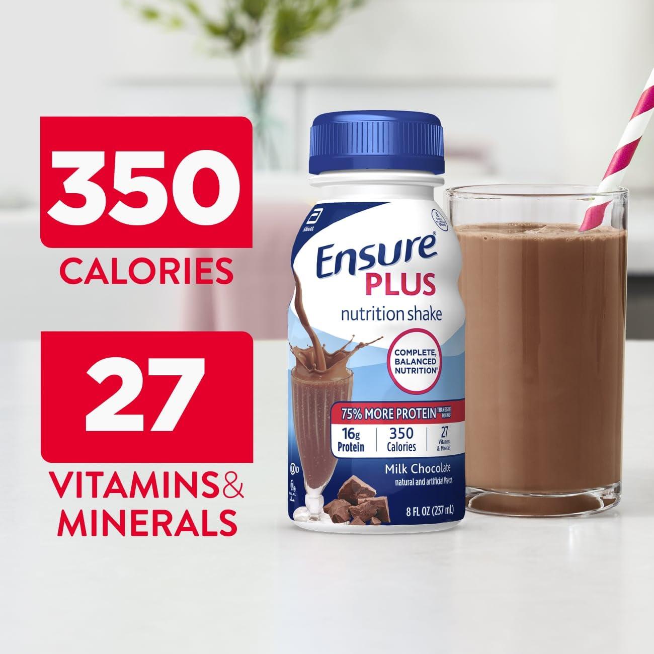 Ensure Plus Ensure Plus Milk Chocolate Nutrition Shake, Meal Replacement Shake, 6 Pack