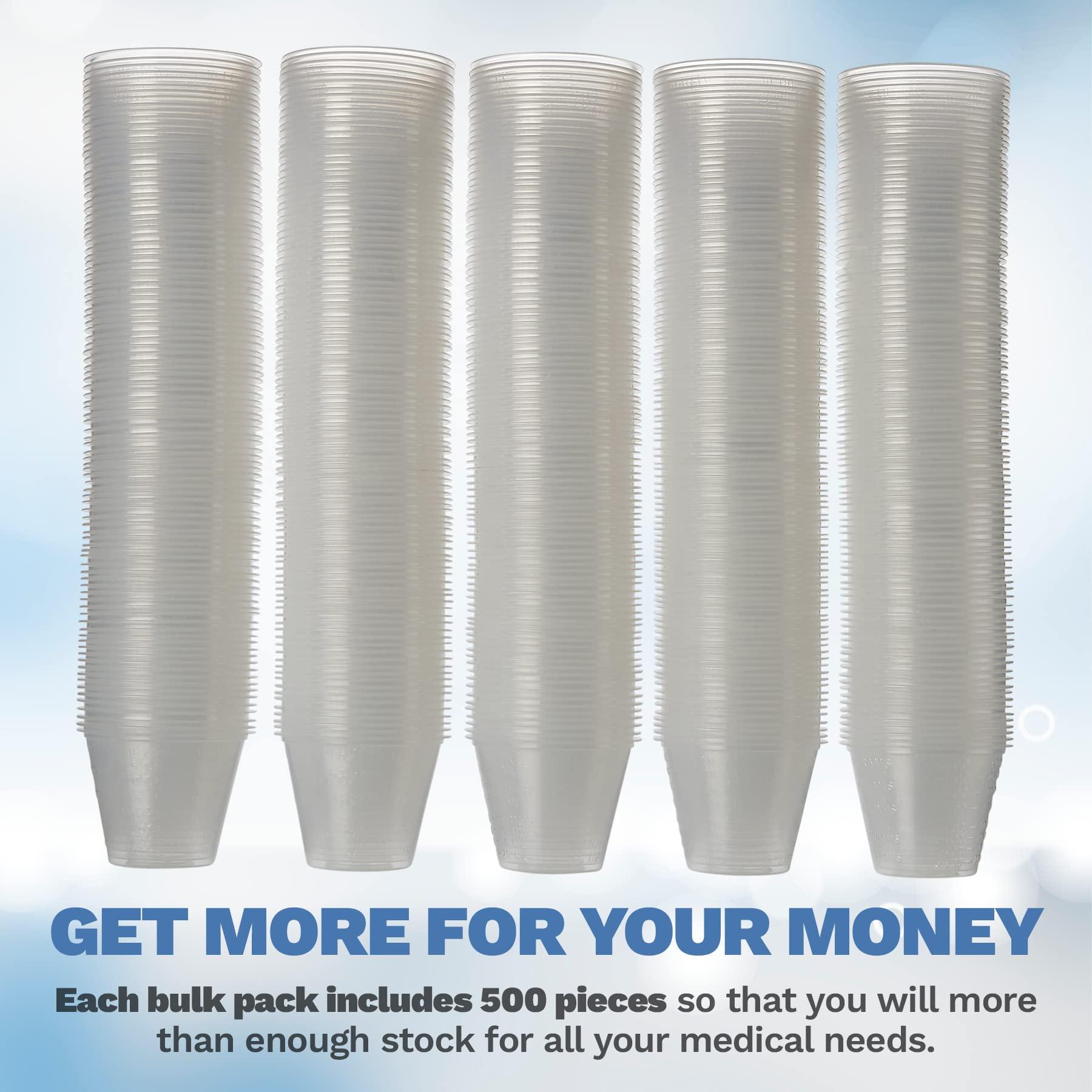 MEDca Clear Medicine Cups (1oz) - Pack of 500 - Plastic Disposable Graduated Medicine Cups with Measurements for Medication Arts & Crafts Mouthwash and More