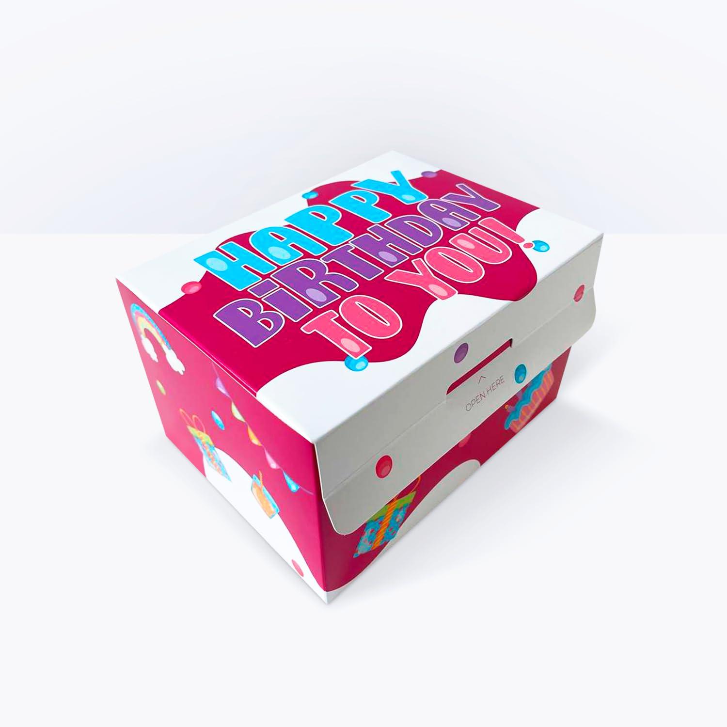 FETTIPOP FETTIPOP Gift Box DIY (Red), Gift Box Exploding Confetti - Happy Birthday, Surprise Prank Box Pop Up 7.2x5.5x4.3 in.