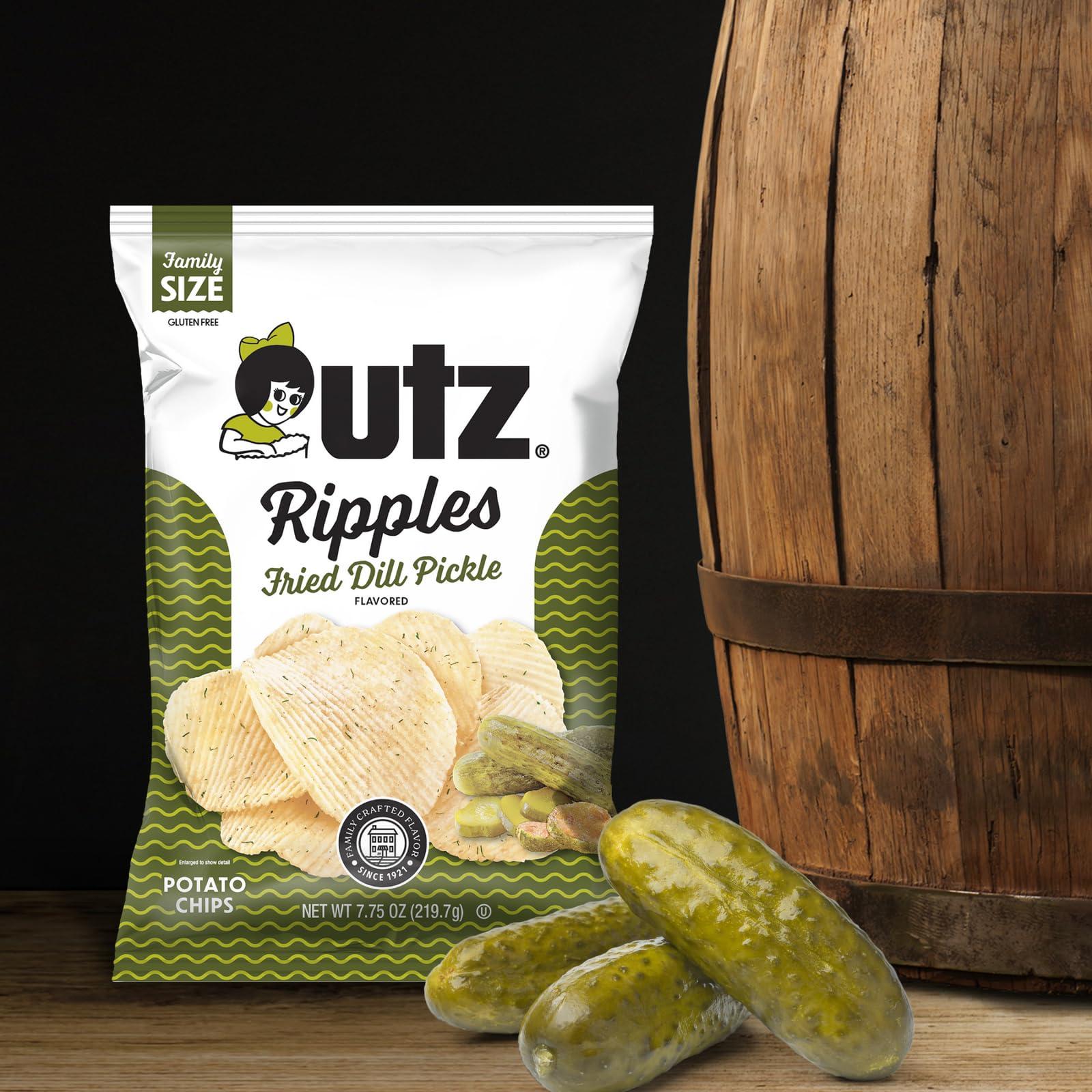 Utz Utz Dill Pickle Rippled Potato Chips, 7.75 oz