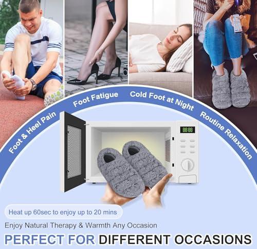 SUZZIPAD SUZZIPAD Microwavable Heated Slippers and Feet Warmer for Cold Feet, Foot Warmer for Bed, Microwave Slippers for Plantar Fasciitis, Achilles Tendinitis, Ankle Pain Relief, L, Unscented