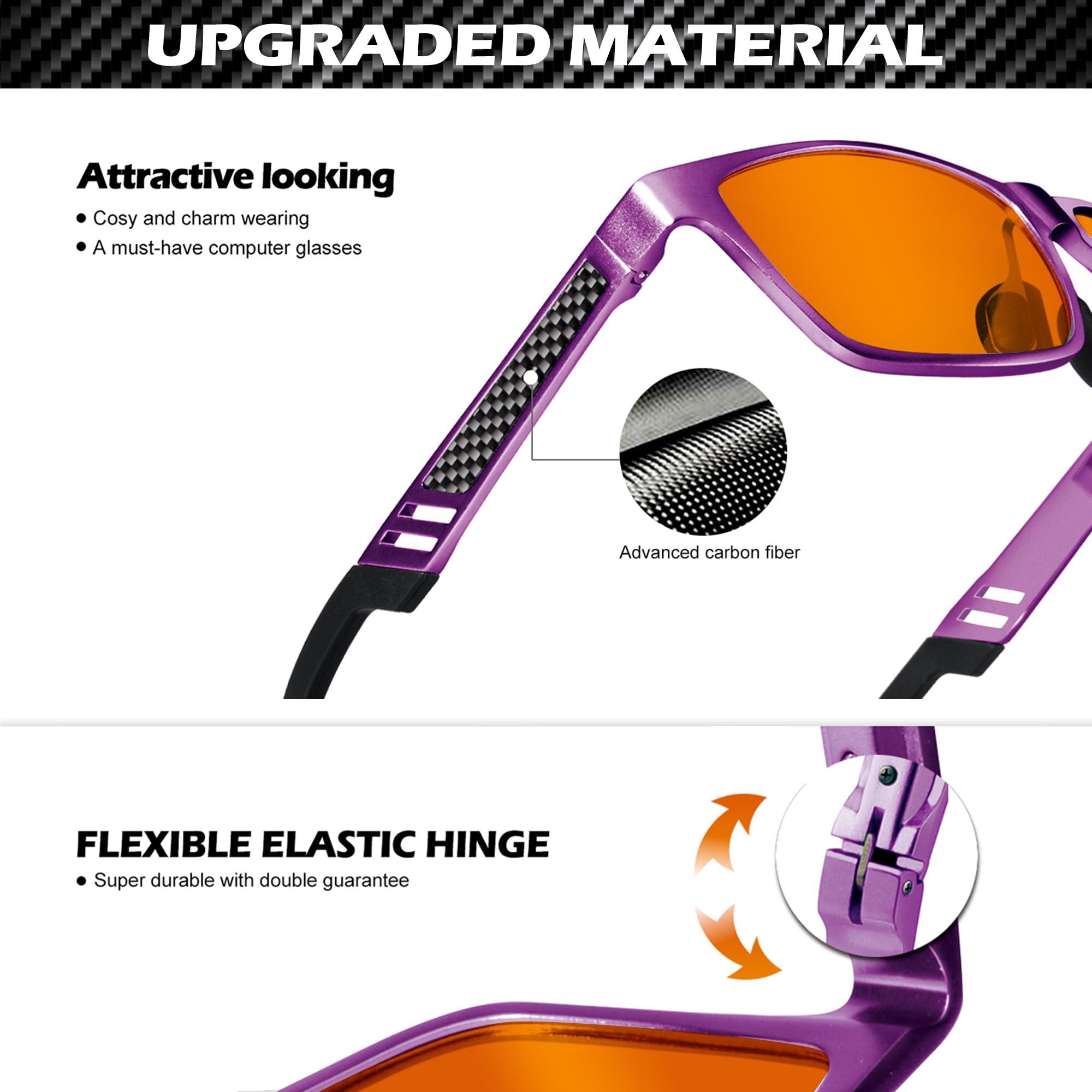 ANYLUV ANYLUV Gaming Glasses for Men Anti Blue Light Computer Glasses Rectangle Al-Mg Metal Frame UV400 Mens Blue Light Screen Blocker