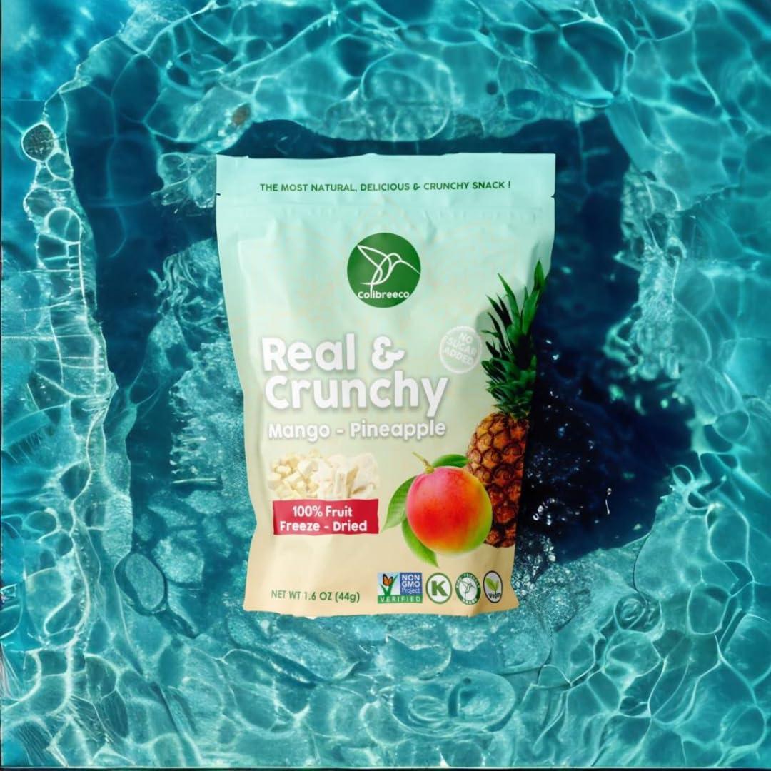 COLIBREECO Colibreeco, Freeze-Dried Fruit, Mix Pineapple & Mango, 1.6 Ounce (Pack of 8), Real and Crunchy, Non-GMO, Kosher and Vegan, 100% Fruit, No Sugar Added, Excellent for Healthy Snacks and Gluten Free.