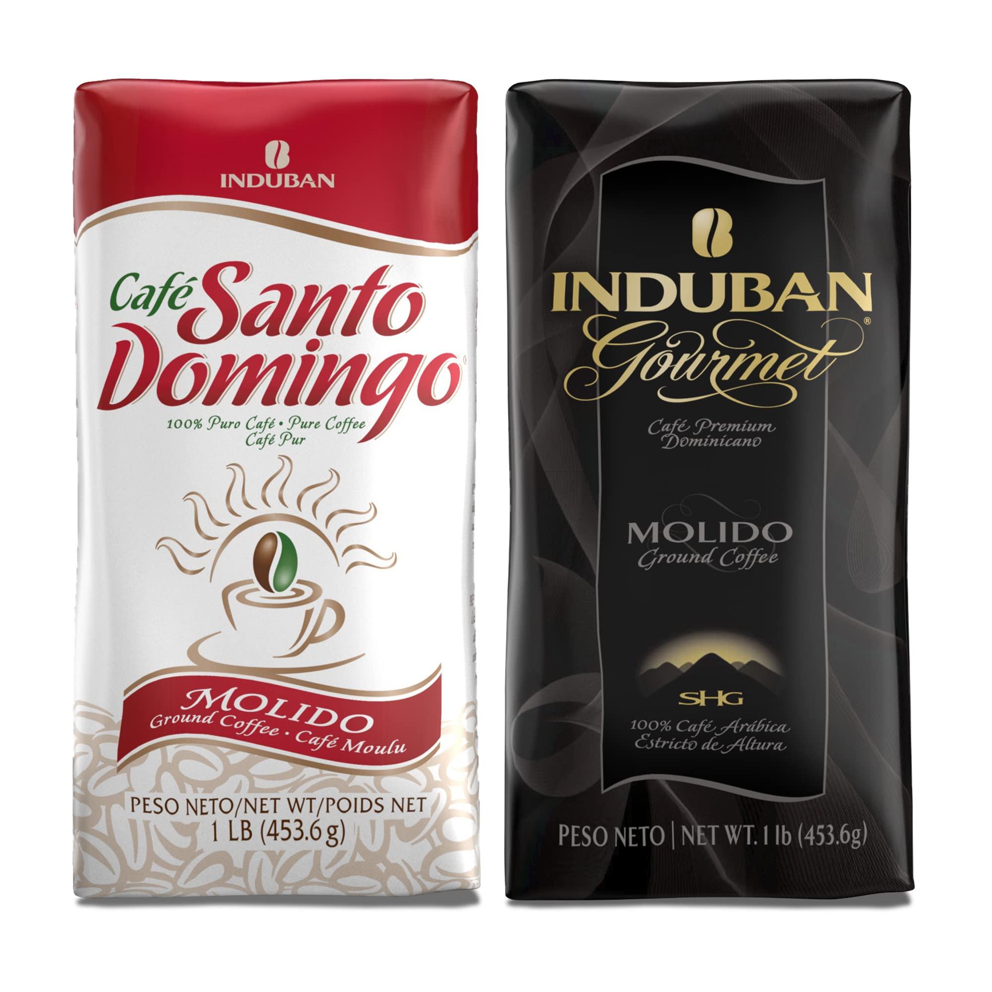 Café Santo Domingo INDUBAN Café Santo Domingo + Induban Gourmet | Ground Coffee - 16 oz Bags Bundle - Products from the Dominican Republic