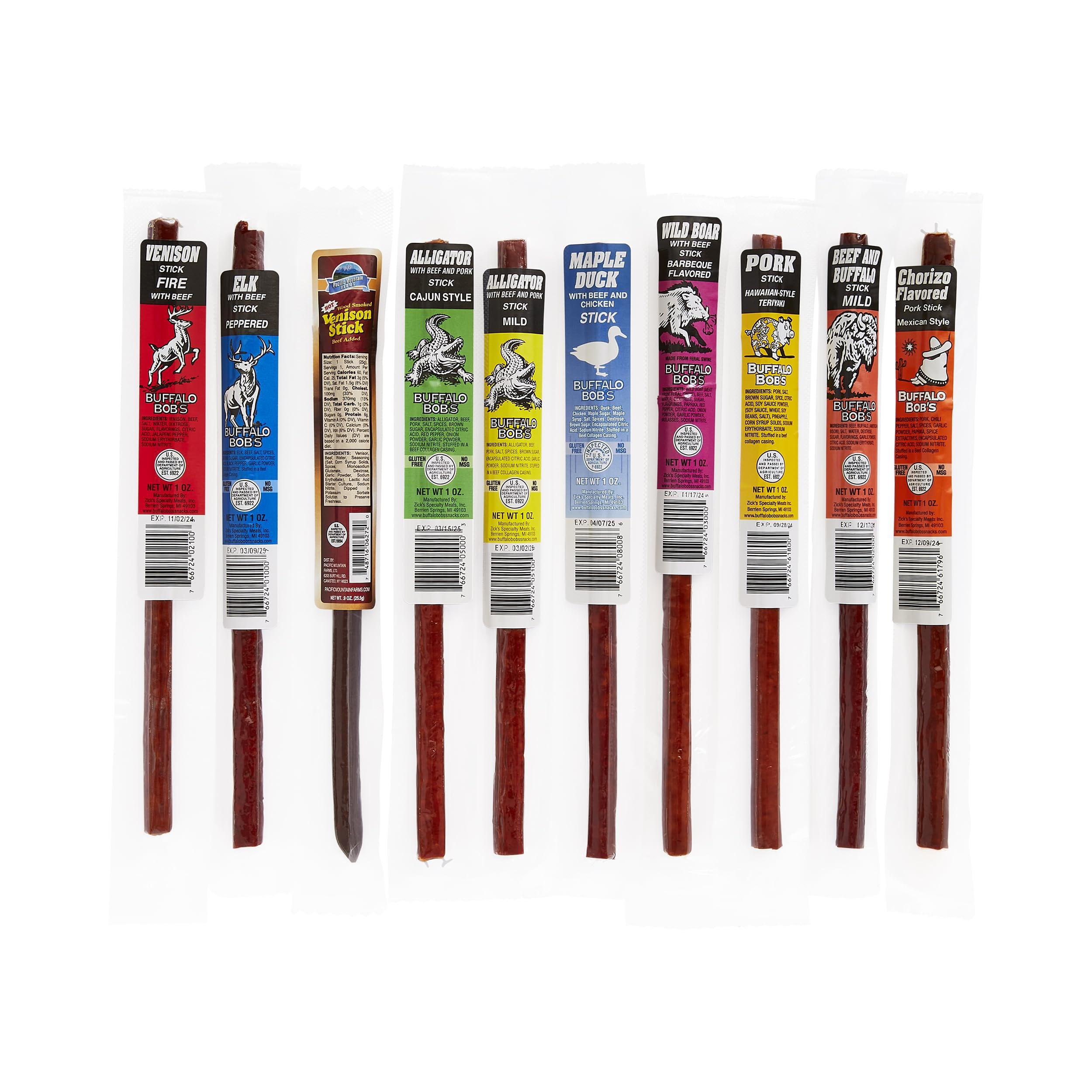 Jerky Dynasty Jerky Dynasty Exotic Meat Stick Snack Mix - Slim Variety Pack, High-Protein Keto Snack with Premium Ingredients, Unique Flavors for Adventurous Tastes, Gift For Men (10 pack)