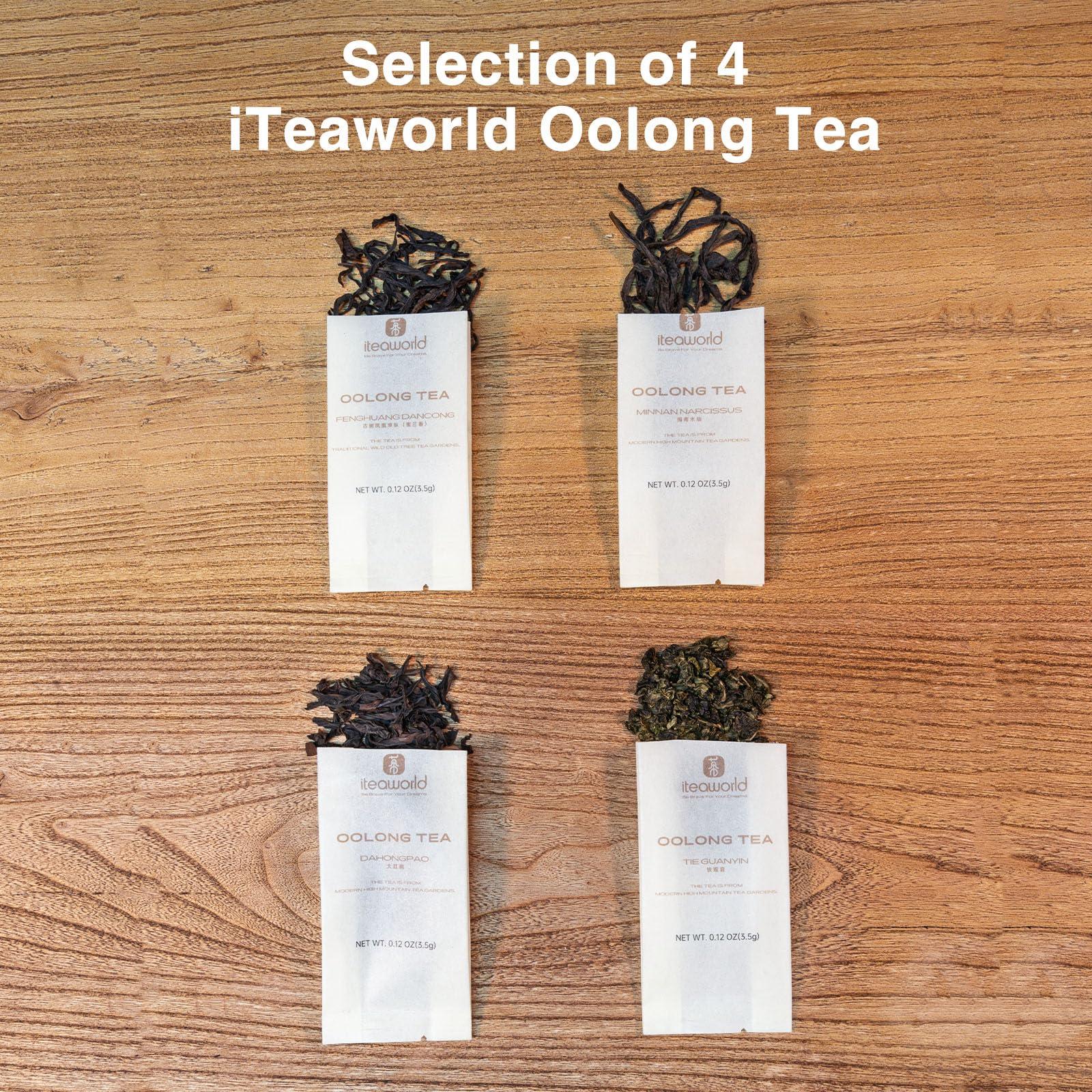 ITEAWORLD iTeaworld Oolong Tea Set 4 Flavors, Oolong Tea Sampler Loose Leaf, Flowery Aroma, No Sweetener, High to Low Caffeine, Up to 112 Cups, Whole Leaf