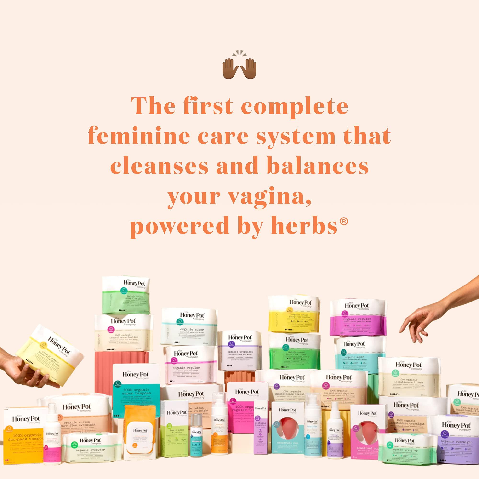 The Honey Pot The Honey Pot Company Clean Cotton Super Absorbency Pads, Herbal-Infused Pads with Wings, Plant-Derived Feminine & Menstrual Care  (Product) RED  16 ct.