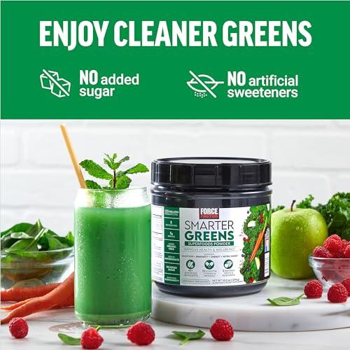 Force Factor FORCE FACTOR Smarter Greens Superfoods Powder, 3-Pack, Supports Digestion and Bloating, Immunity, and Energy, Greens Powder with Probiotics, Digestive Enzymes, Antioxidants, and Fiber, 90 Servings