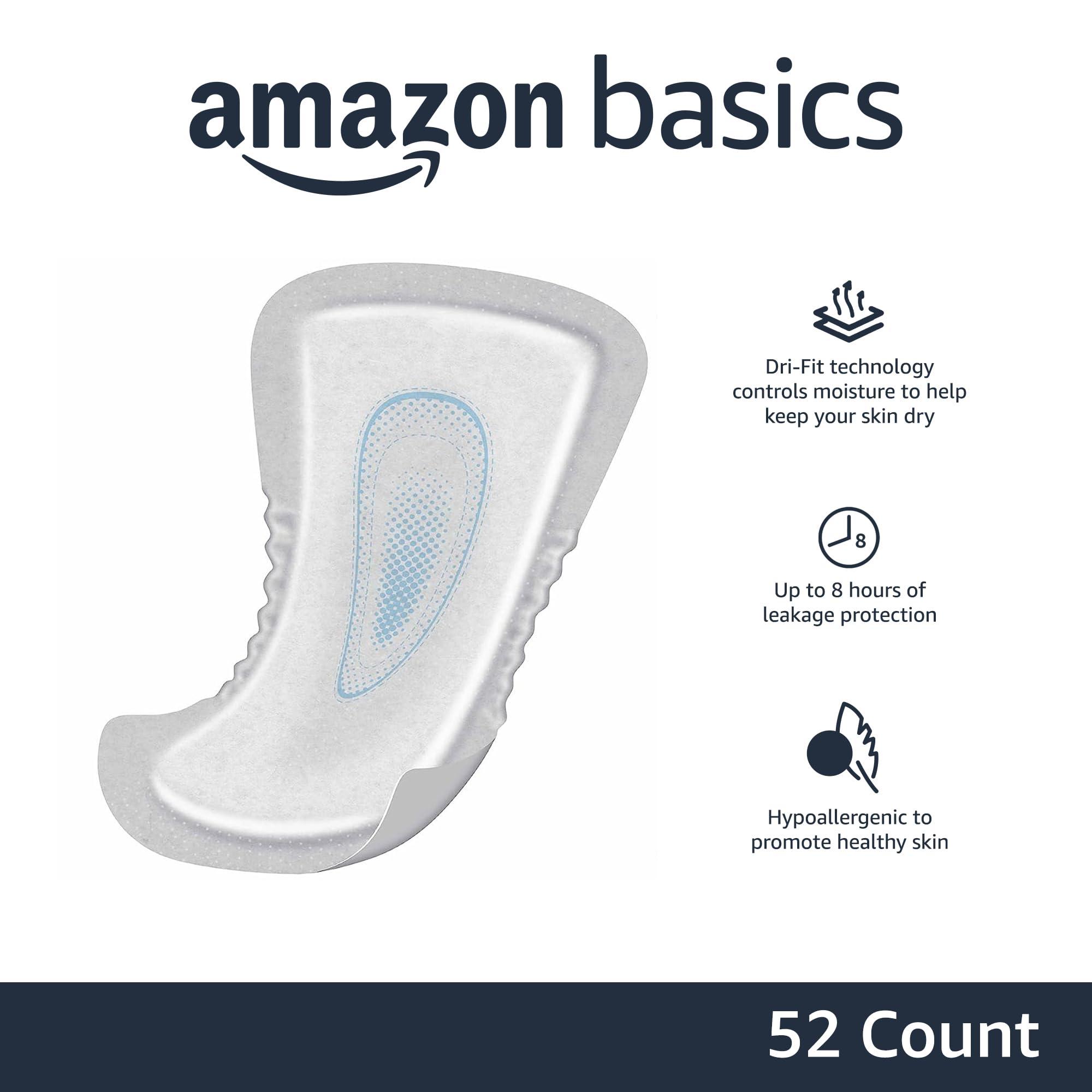 Amazon Basics Amazon Basics Men\'s Incontinence Guards, Maximum Absorbency, 52 Count, (1 Pack of 52)