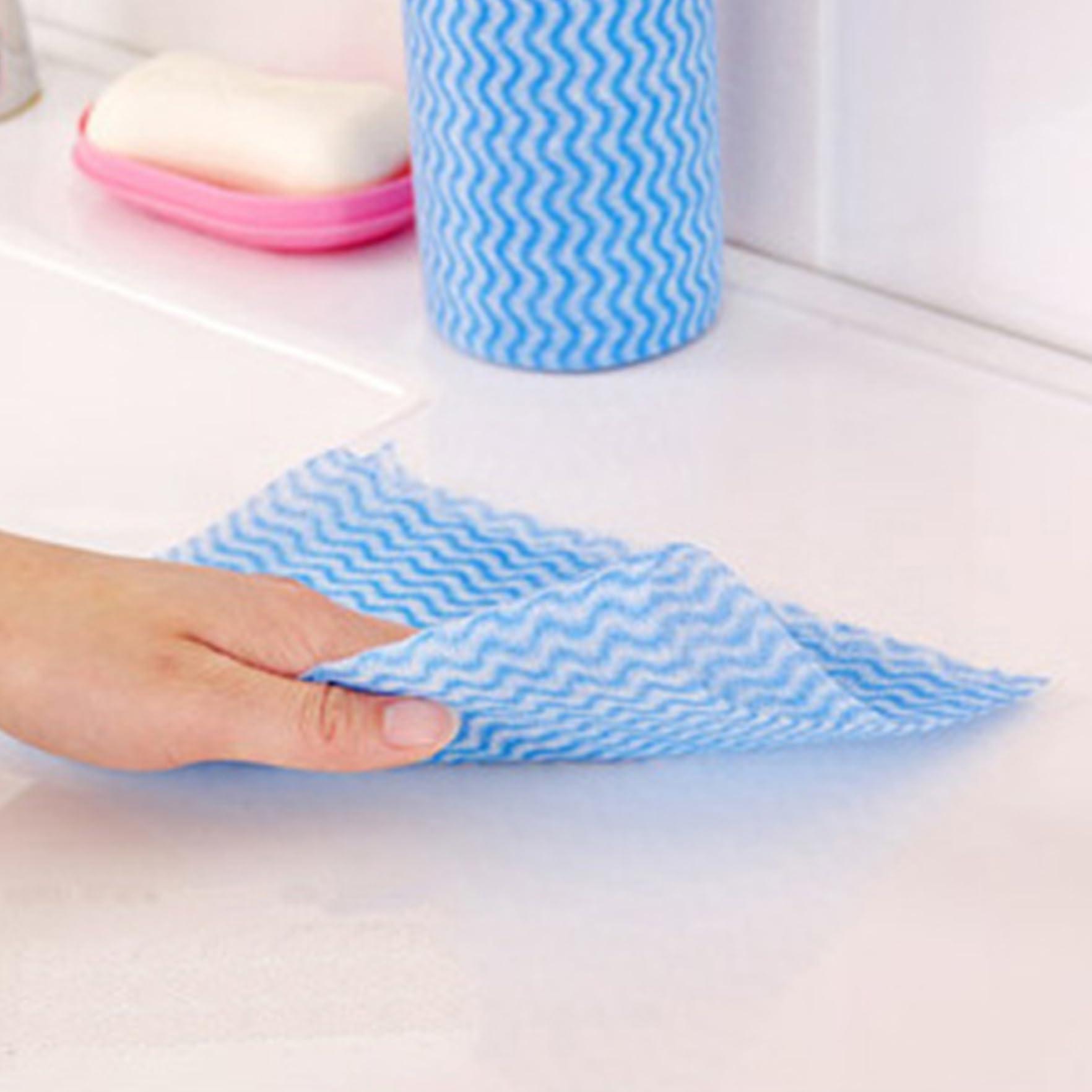 Banziaju Disposable Cleaning Cloths Kitchen Cloth 3 Rolls 150 Sheets Disposable Cleaning Cloths All Purpose Dish Cloths Non Woven Blue Cloths Wash for Kitchen Bathroom Window Glass