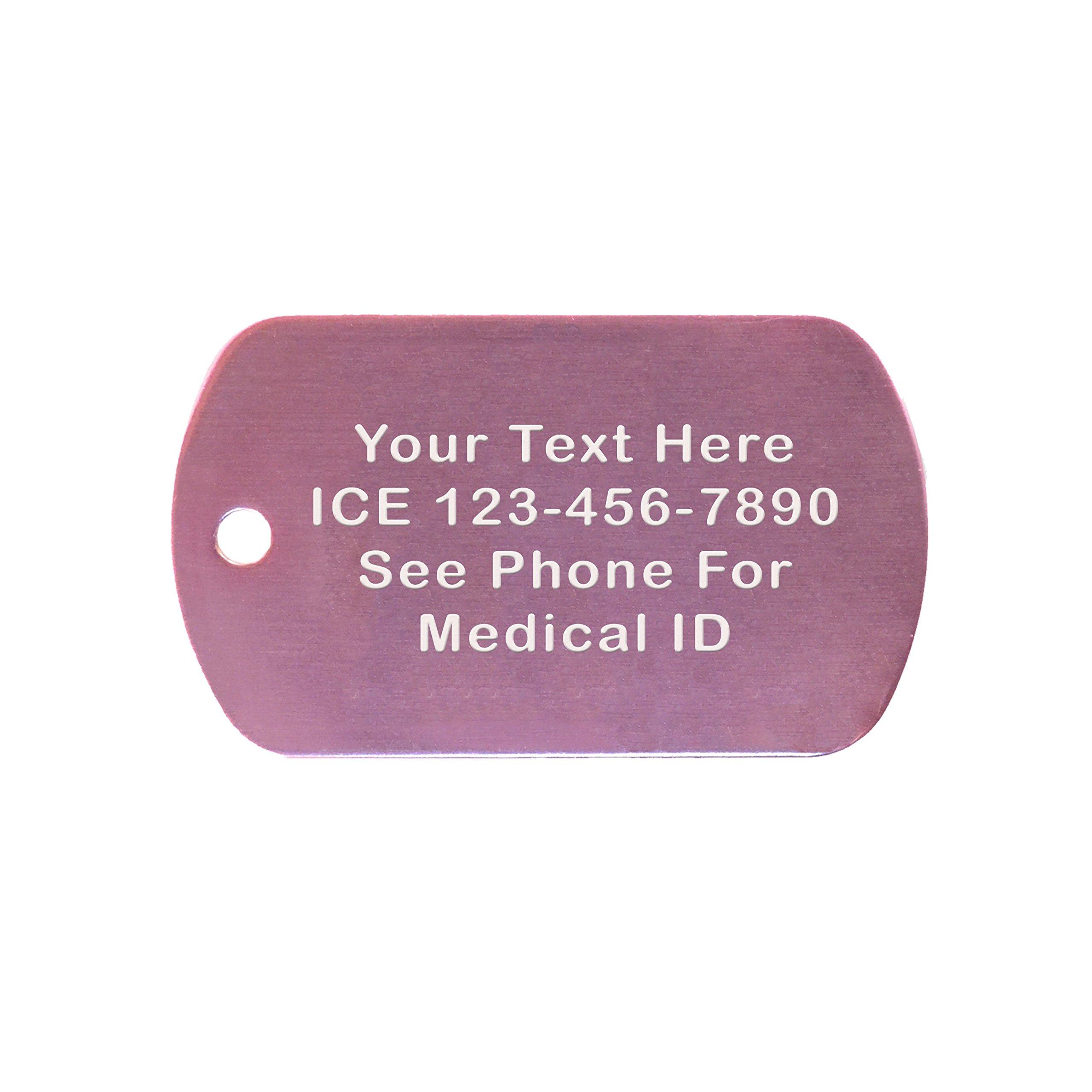 Goods For Giving Custom 2 Pack - Asthma Medical Alert ID Necklaces with Pink Custom Tags, White Silencers, and 30'' USA Chains