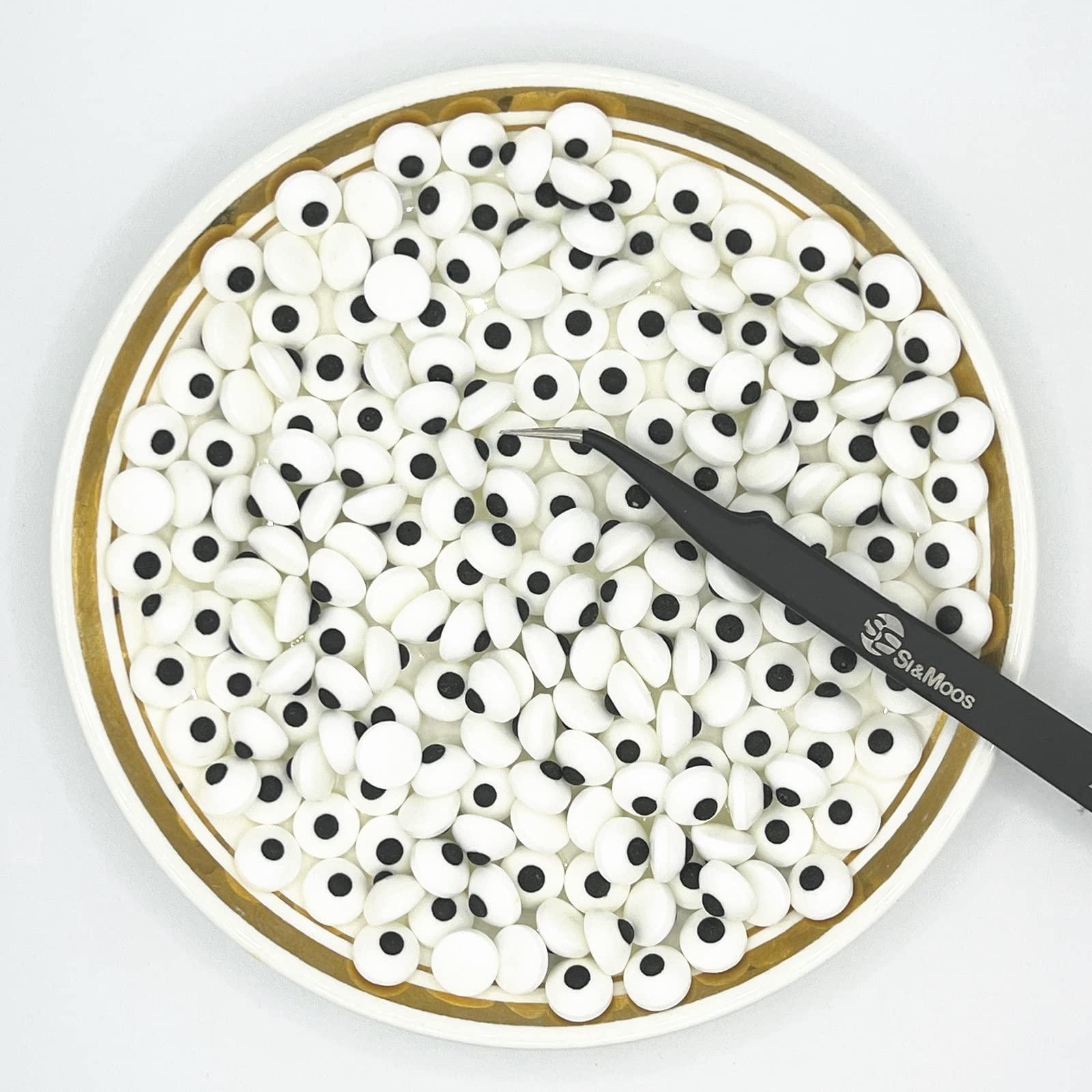SE SI&MOOS Small Edible Eyes for Decorating Candy Eyes Edible Eyes for Cupcakes Small Eyeball Sprinkles Edible Googly Eyes Kosher Christmas Cookie Decorations 2.75 OZ with Tweezers