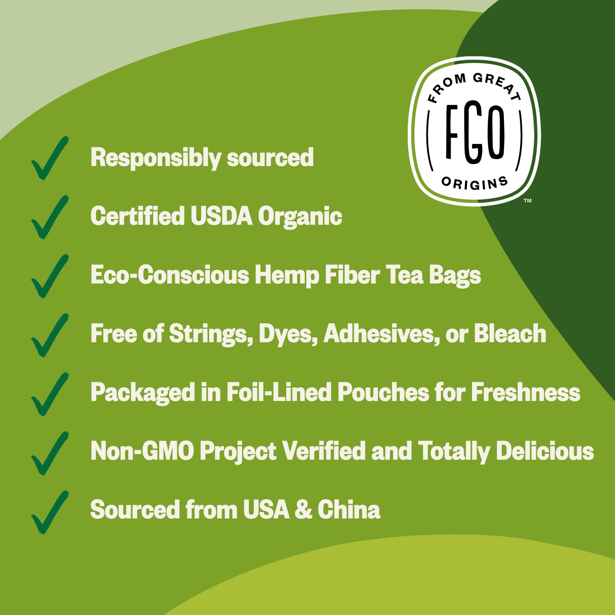 FGO FGO Organic Moroccan Mint Green Tea, 100 Count, Eco-Conscious Tea Bags, Resealable Bag, Packaging May Vary (Pack of 1)