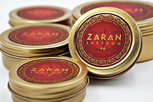 Zaran Saffron Zaran Saffron, Superior Saffron Threads (Super Negin) Premium grade Saffron Spice for Paella, Risotto, Tea's, and all Culinary Uses (4 Grams)
