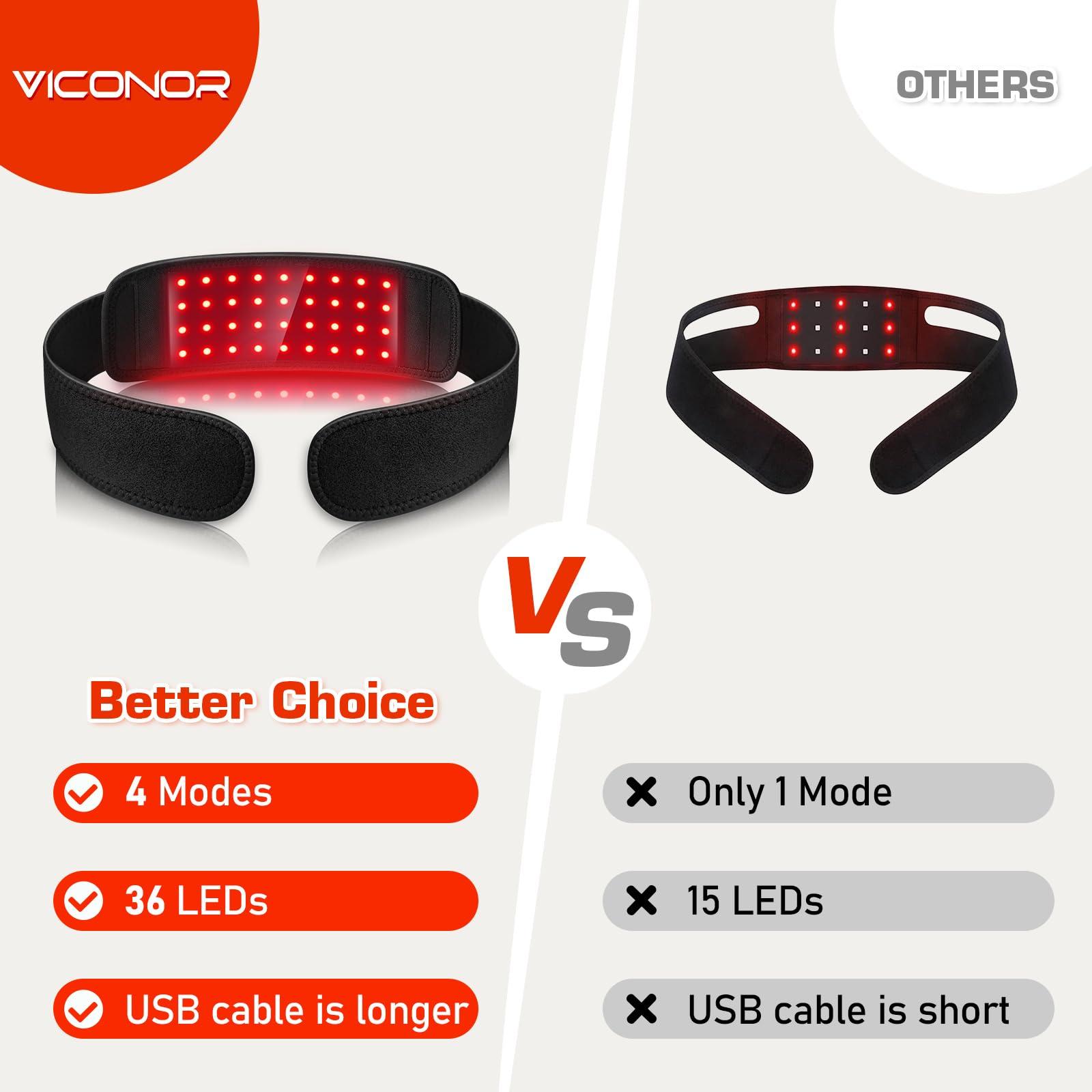 Viconor Viconor Red Light Therapy Lamp 4 Head Infrared Light Therapy for Body Device,Red Light Therapy for Neck, Near Infrared Light Therapy Belt Wearable