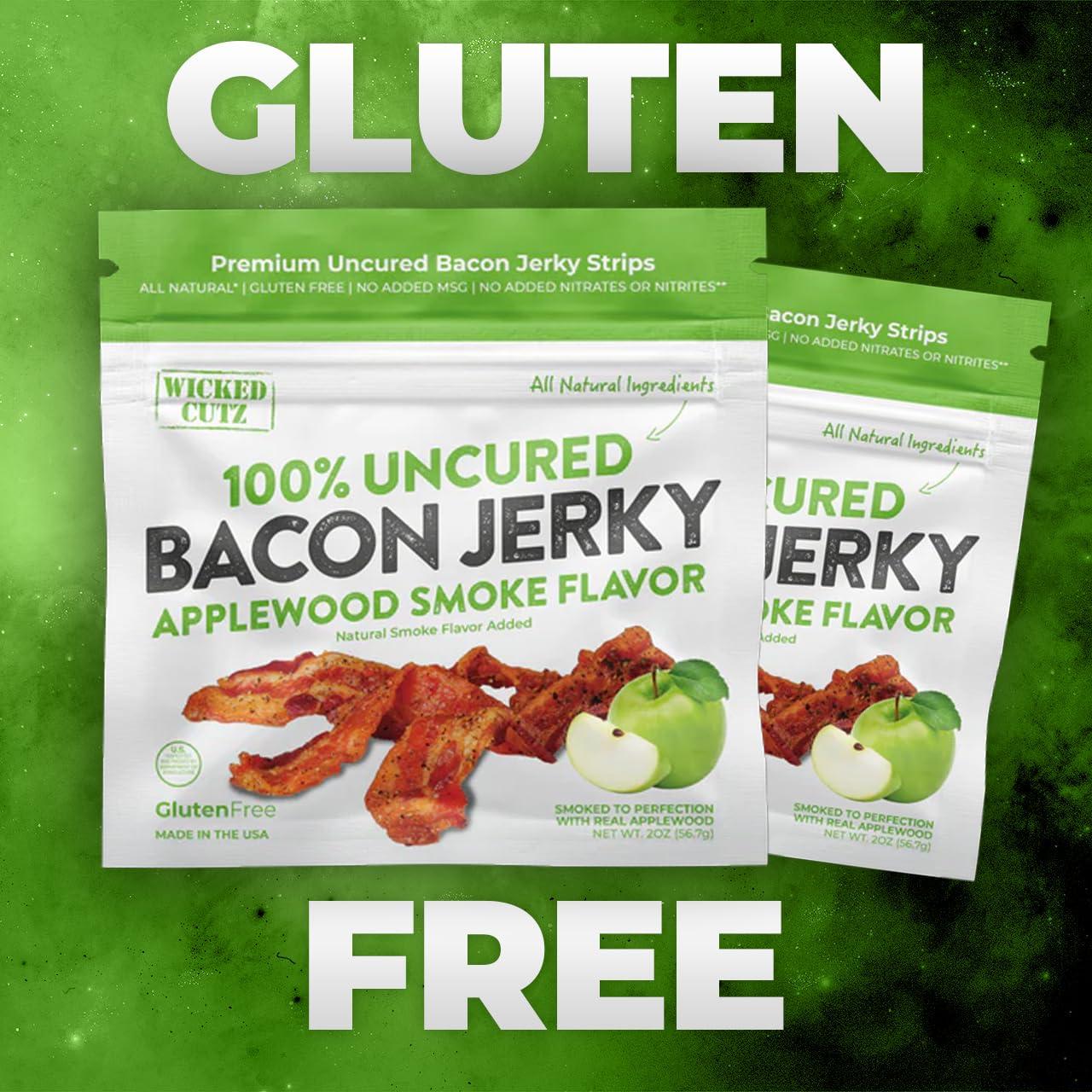 Wicked Cutz Bacon Jerky Variety Pack, Tender, Flavorful, Easy to Chew Bacon Jerky with up to 24g Protein Per Bag, Gift Basket for Men, Unique Gifts for Men, Food Gifts (5 Bags)