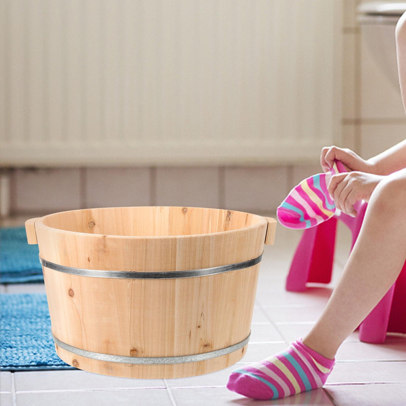 Angoily Angoily Wooden Foot Bath Bucket Wood Foot Tub for Soaking Feet Pedicure Bowl Foot Spa Massage Pedicure Barrels Foot Bath Basin Foot Soak Tub for Home Sauna 21cm