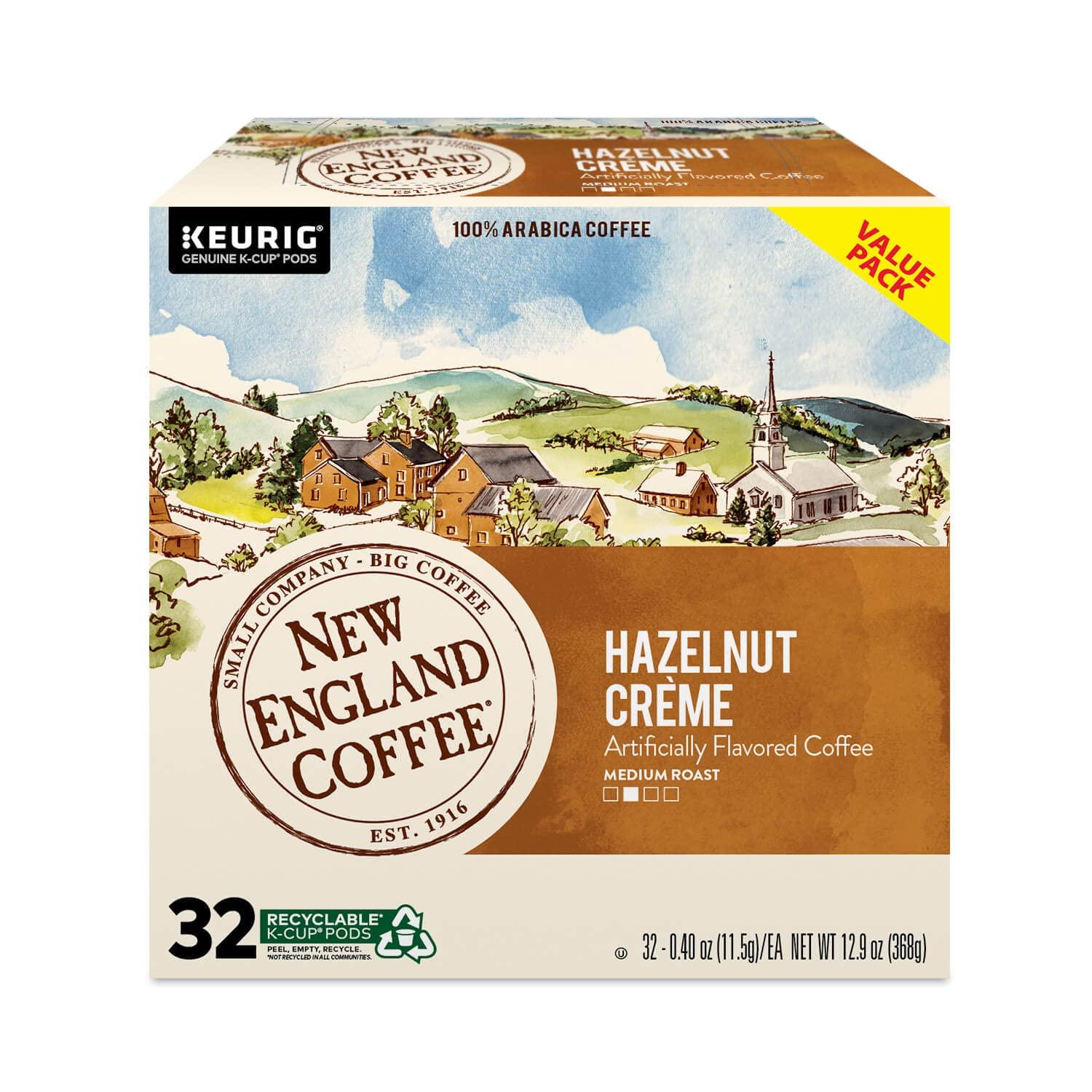 New England Coffee New England Coffee Hazelnut Crme Medium-Roast Single Serve Coffee Pods, 32 ct. Box (Pack of 1)