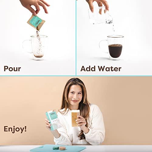 Waka Coffee Waka — Instant Coffee and Tea Bundle — Unsweetened Black Tea — Single-Serve Ethiopian Dark Roast Box Bundle