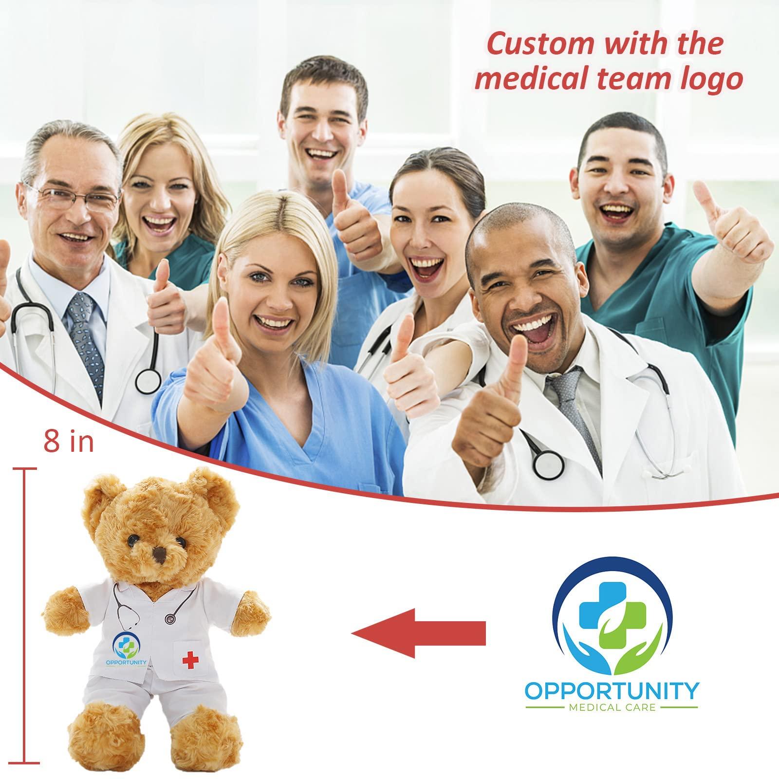 MeterBear Personalized Teddy Bear with Custom Text/Blessing, Bear Stuffed Animal Plush as Nurse Gift/Doctor Gift for Women/Men, Personalized Gift for Nurse/Doctor/Medical Student Graduation (8IN-Doctor 3)