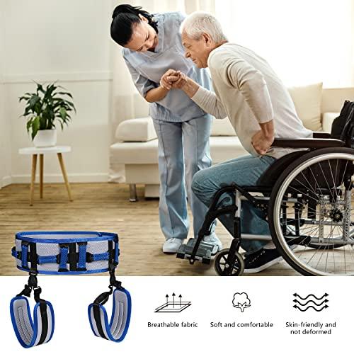Lmaray Transfer Belt with Leg Loops and 10 Padded Handles, Medical Gait Belt Walking Assistive Device with Quick Release Metal Buckle for Elderly, Seniors and Physical Therapy - 54 Inch
