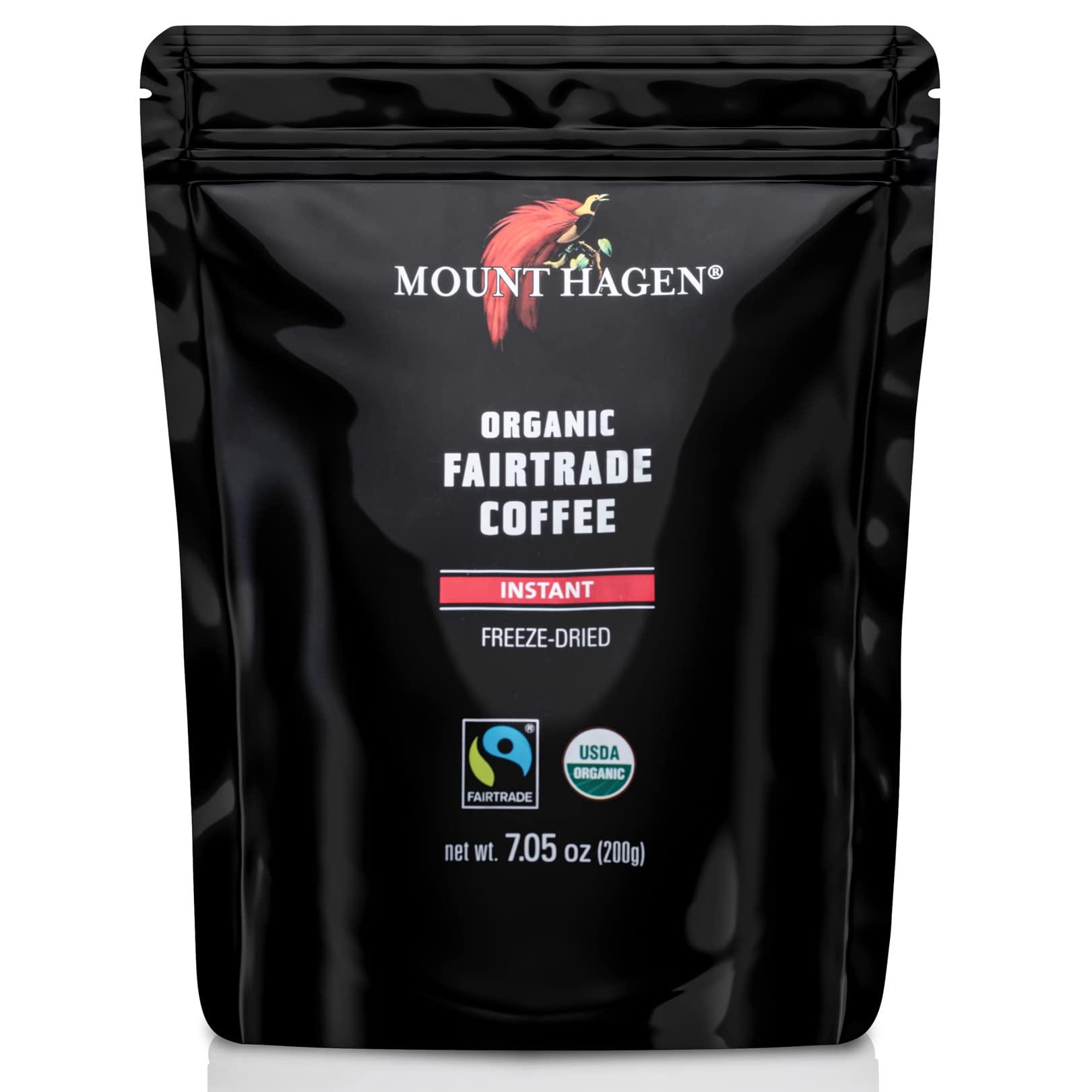 Mount Hagen Mount Hagen 7.05oz Organic Freeze Dried Instant Coffee | Eco-friendly Instant Coffee, Medium Roast Arabica Beans | Organic, Fair-Trade, Freeze-Dried Instant Coffee in Resealable Pouch Bag [7.05oz]