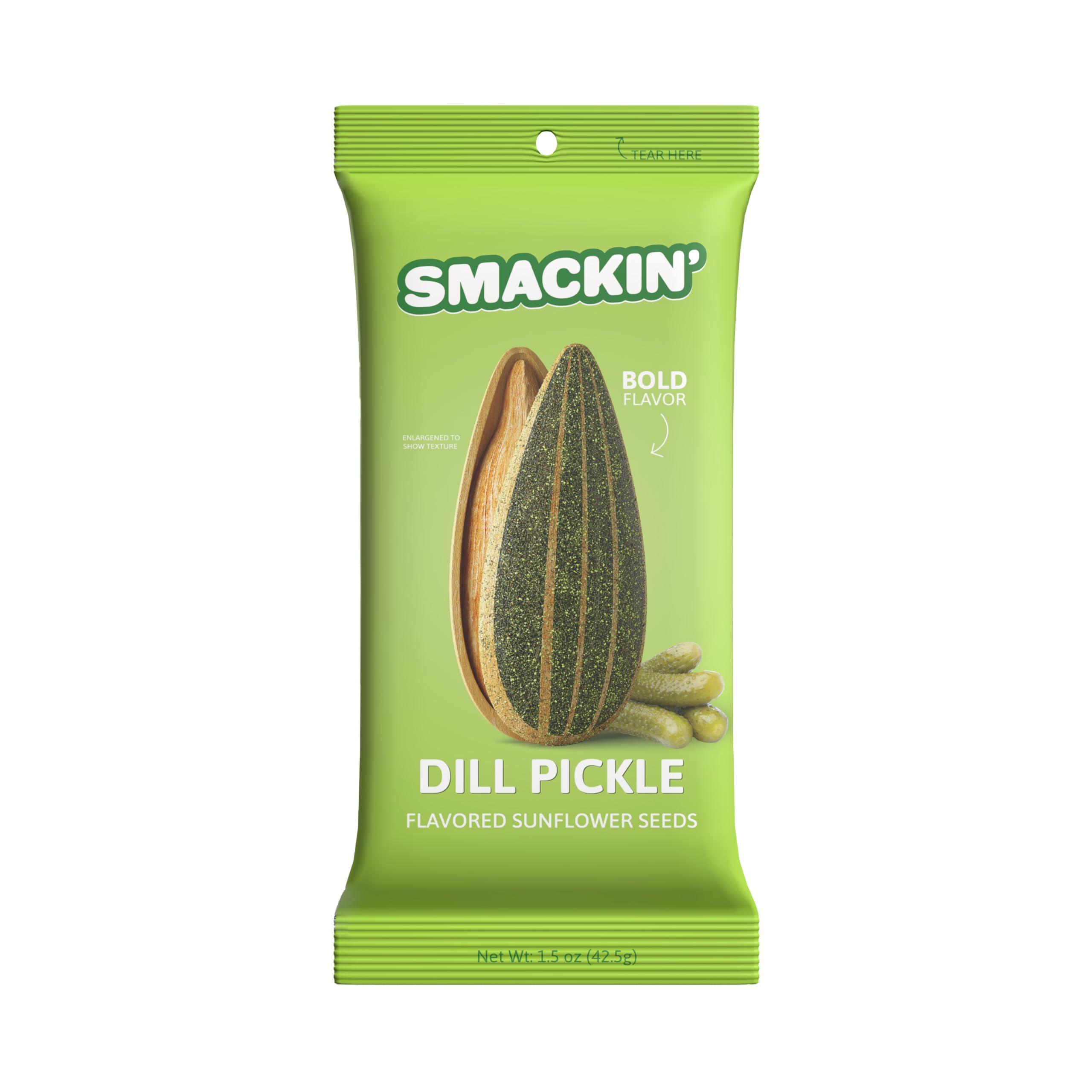SMACKIN\' Sunflower Seeds SMACKIN\' Sunflower Seeds, Roasted Jumbo Small-Batch, American Made - Dill Pickle. 1.5oz bags (6 Pack)