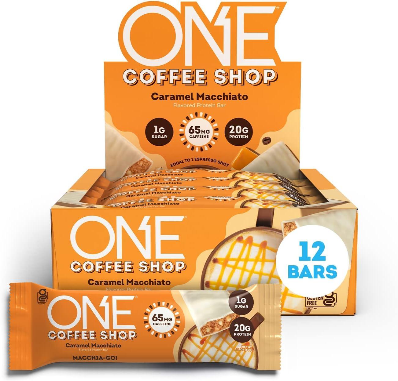 ONE ONE Protein Bars, Almond Bliss & Caramel Macchiato, Gluten Free with 20g Protein, 12 Count
