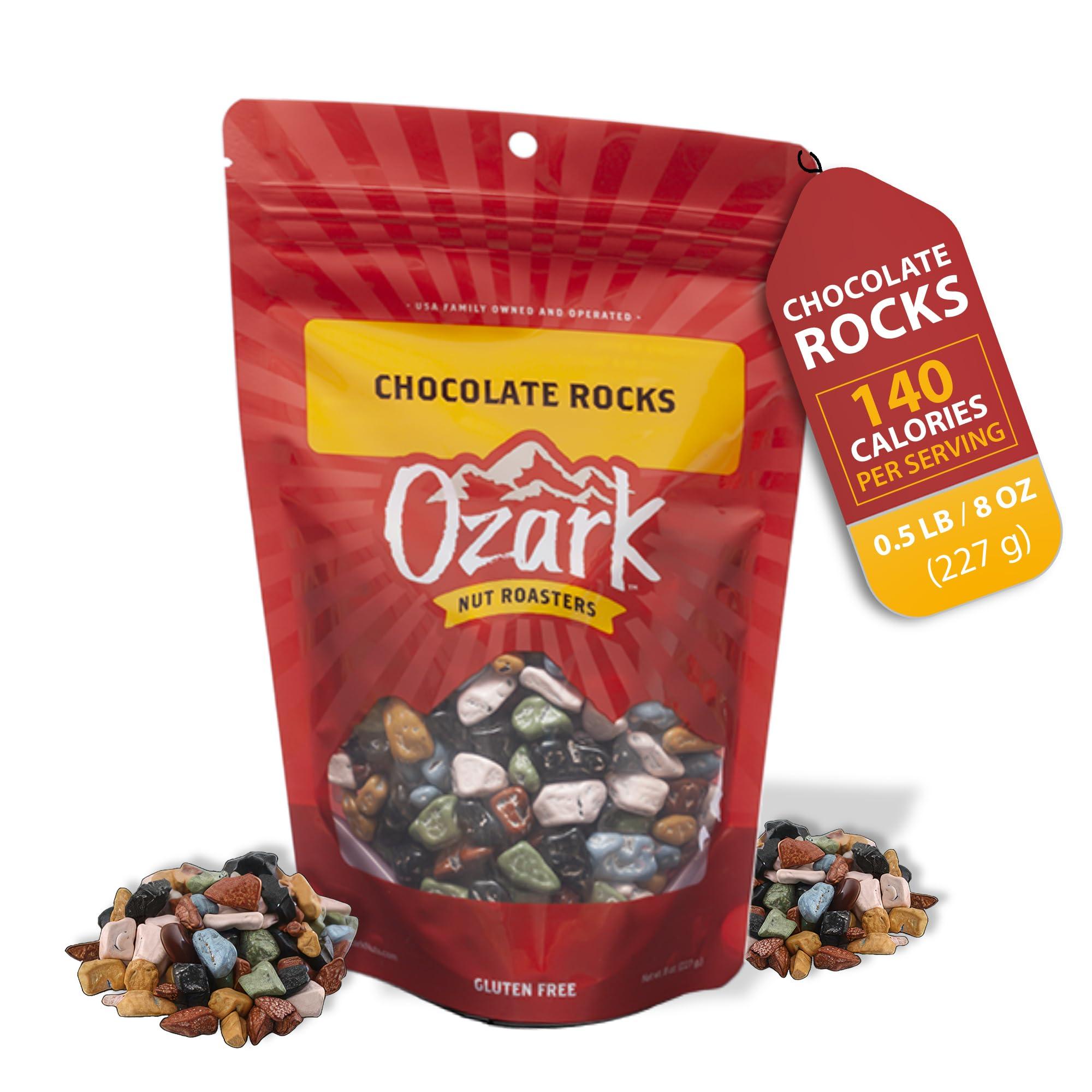 Ozark Nut Roasters OZARK NUT ROASTERS, Chocolate Rocks, Flavored Snack Nuts, World-Class Gourmet Candied Peanuts, Candy-Coated Chocolate Rocks Pack of 1, 0.5lb (8oz)