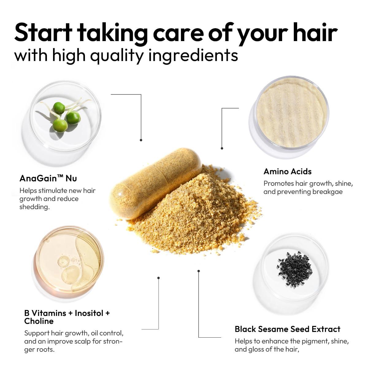 BigVita BigVita Hair Growth Supplement, Lab Tested for Thicker, Fuller Hair, Faster Growth with AnaGain Nu, Black Sesame Extract, Biotin, For Women & Men, Vegan, Made in USA 2 Month Supply