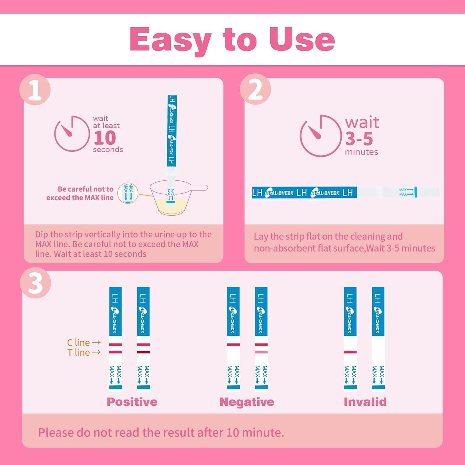 HEAL-CHECK Ovulation Tests, Bulk Ovulation Test Strips for Women, HEAL-CHECK Ovulation Predictor Kit, Accurate Fertility Tests for Home, Individually Wrapped 5mm LH Strips with Cups, FSA HSA Eligible, 40 Count
