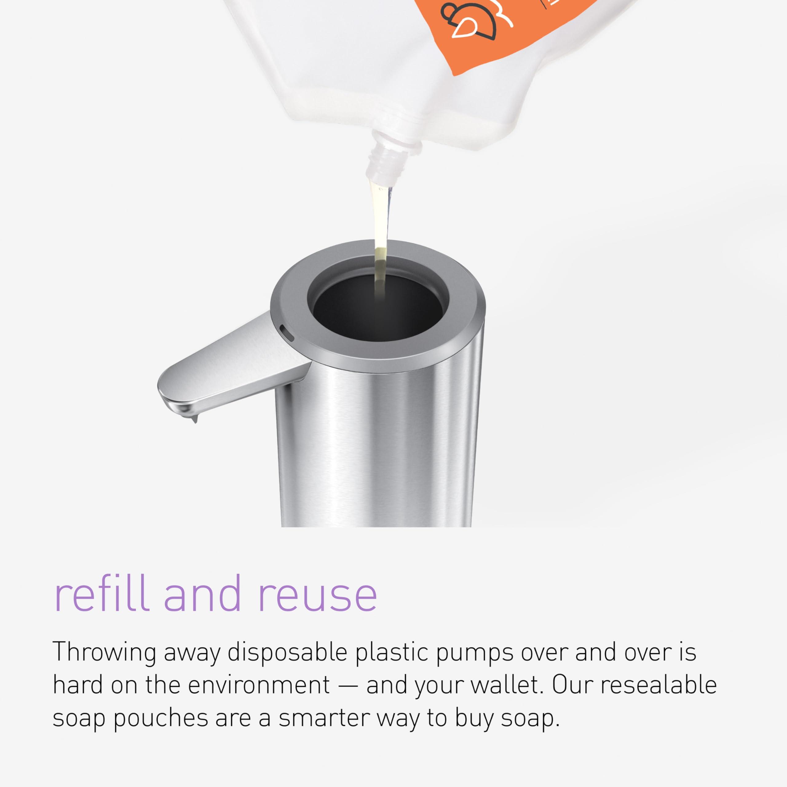 simplehuman simplehuman Rosemary Thyme Dish Soap Refill Pouch, 34 Fl Oz, Pack of 6