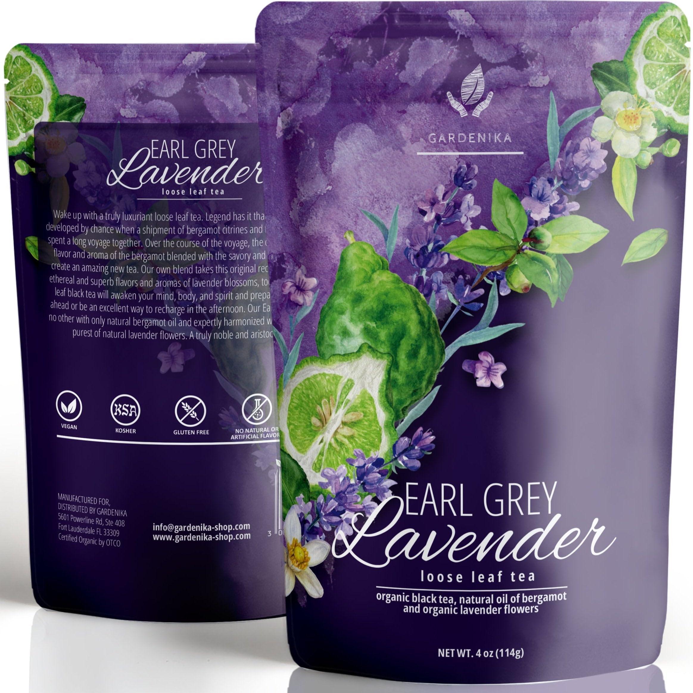 Gardenika Gardenika Organic Earl Grey Loose Leaf Tea with Lavender and Bergamot Oil, Caffeinated Black Leaves, Kosher, No Natural or Artificial Flavors - 4 oz