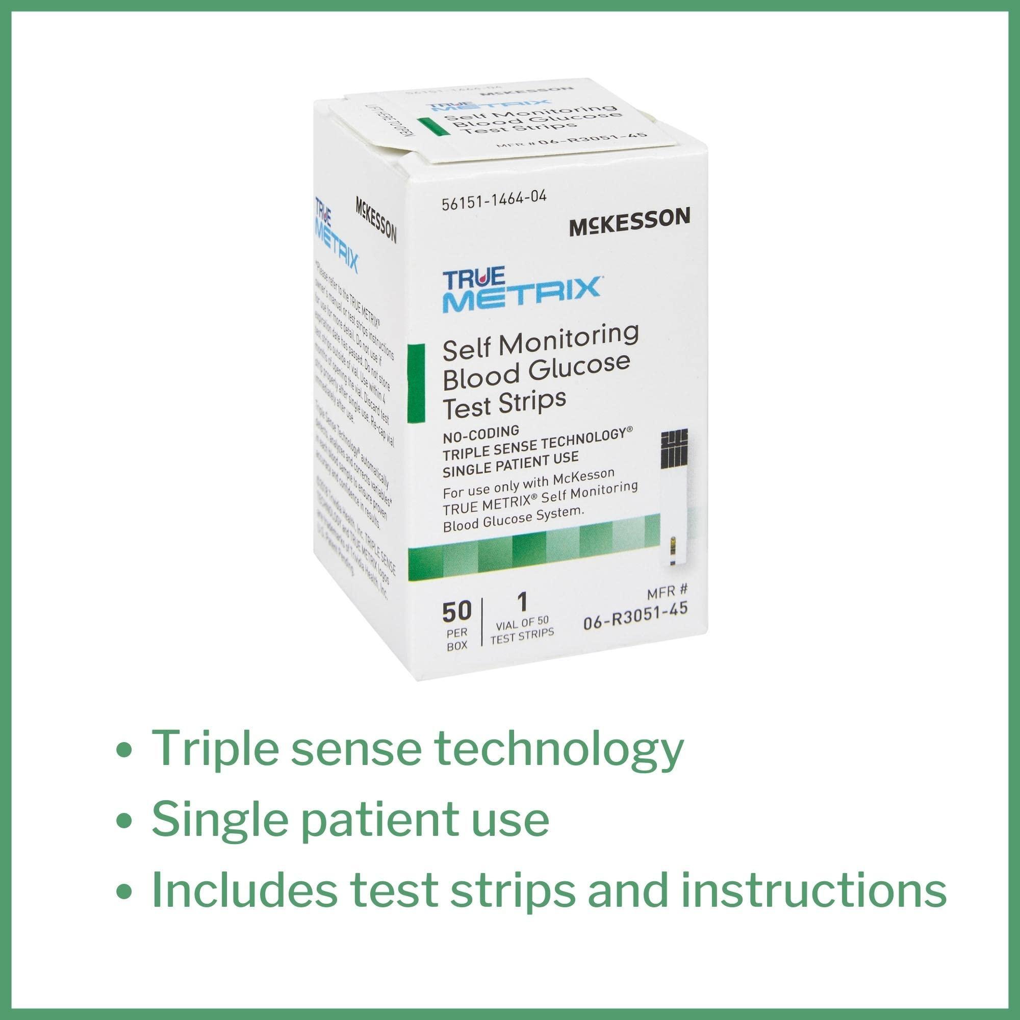McKesson McKesson True METRIX Blood Glucose Test Strips for Diabetes [1200 Strips] Self-Monitoring System